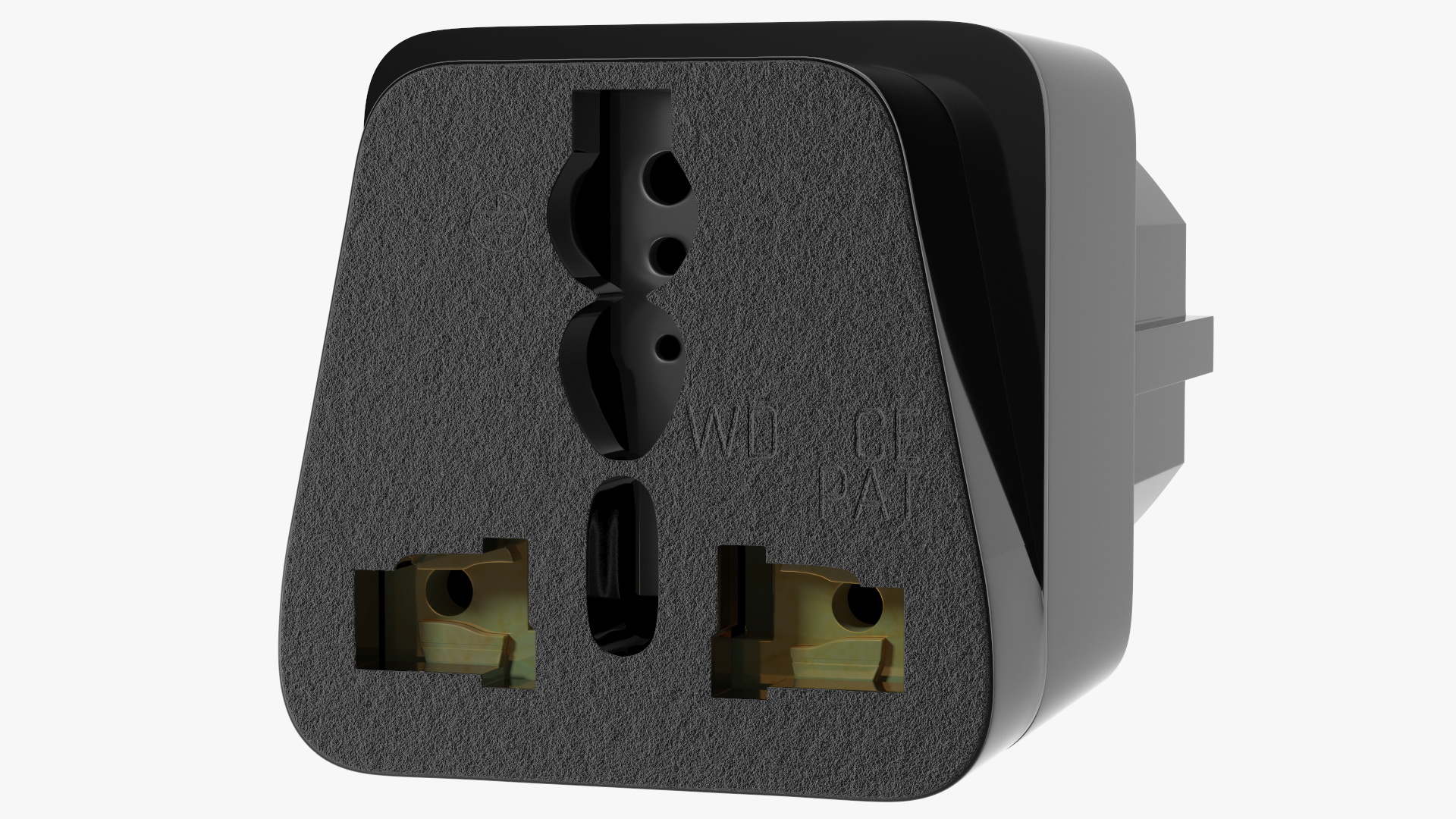 Type E F Universal Plug Adapter Black 3D
