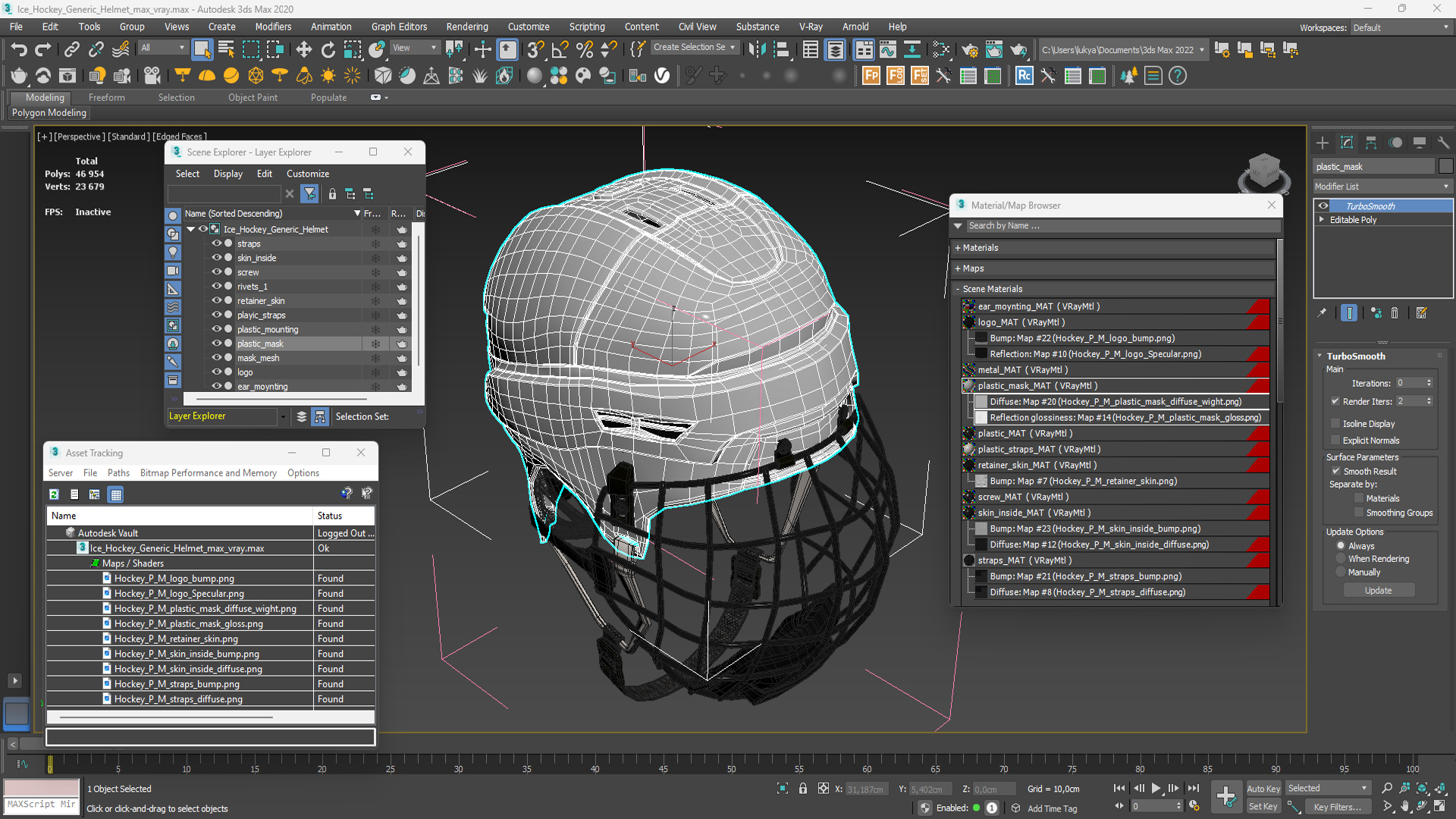 3D Ice Hockey Protective Helmet model