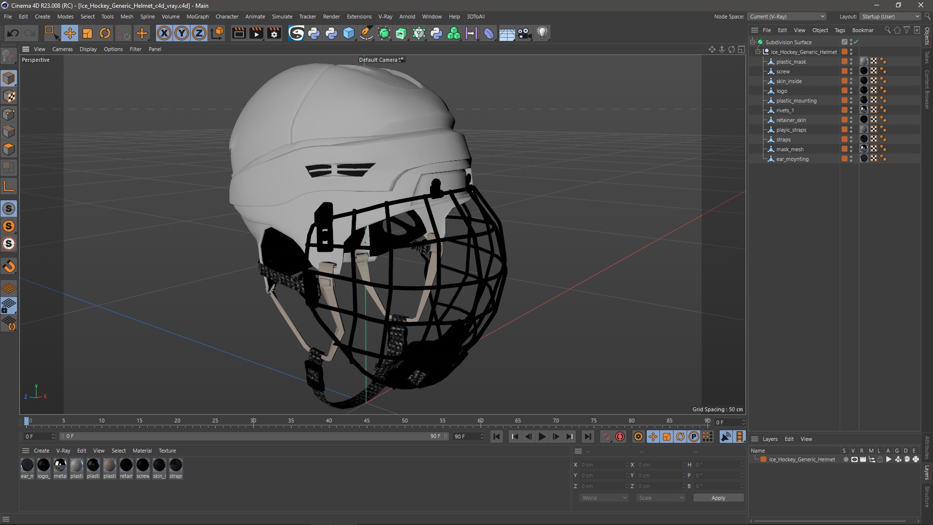 3D Ice Hockey Protective Helmet model
