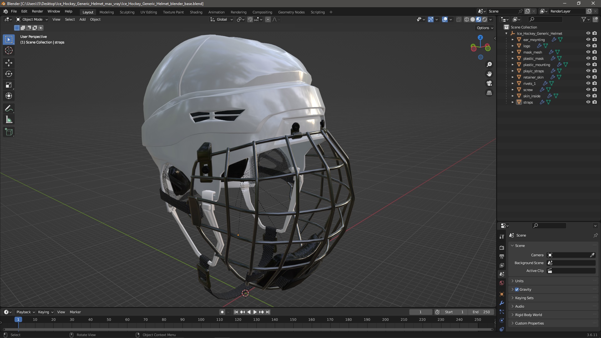 3D Ice Hockey Protective Helmet model
