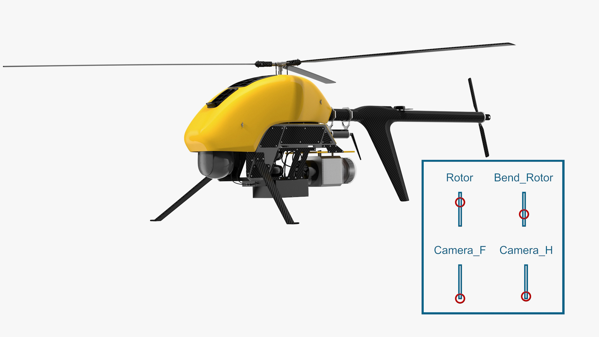 Helicopter UAV Drone Rigged 3D