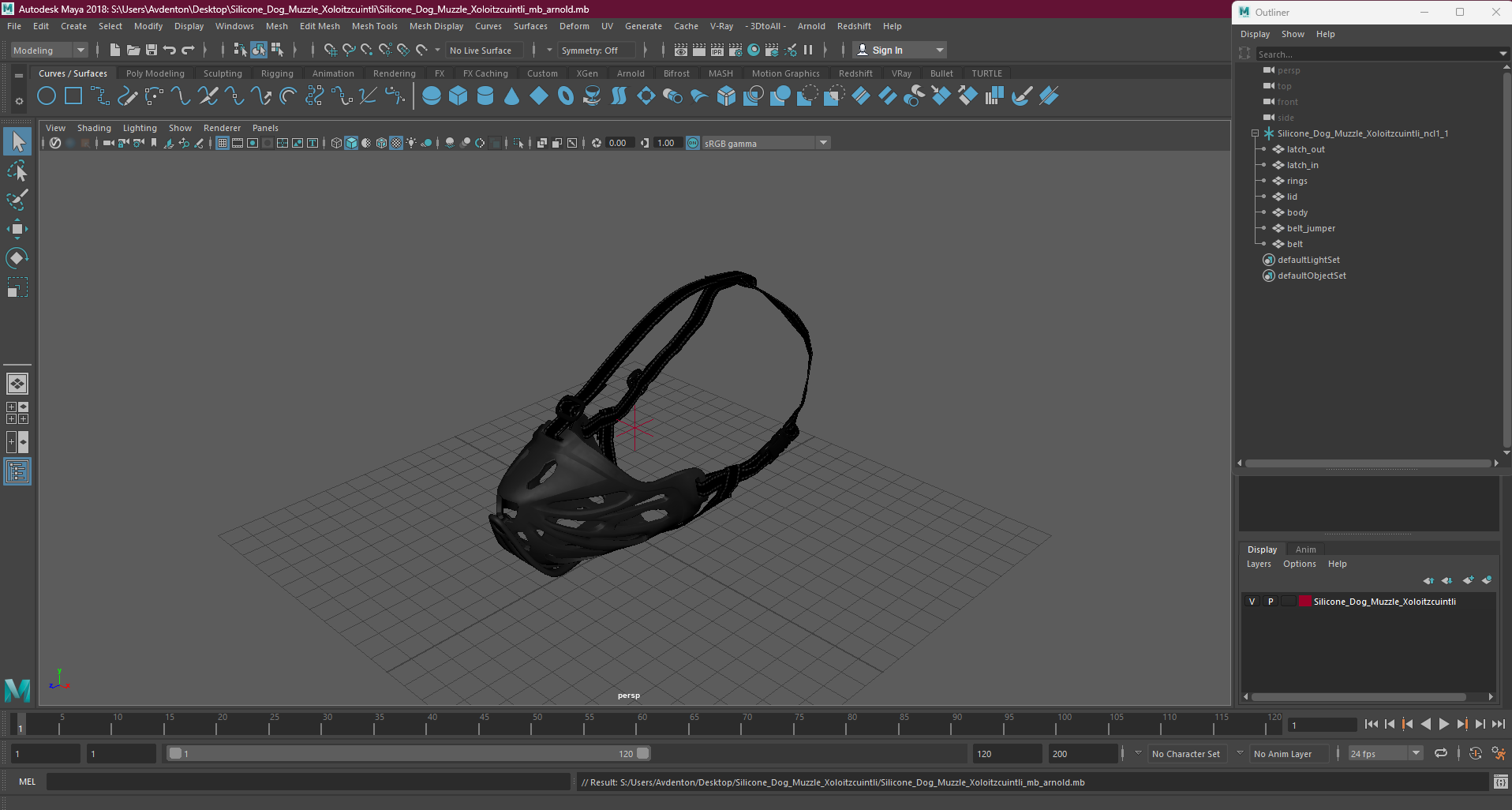 Silicone Dog Muzzle Xoloitzcuintli 3D model