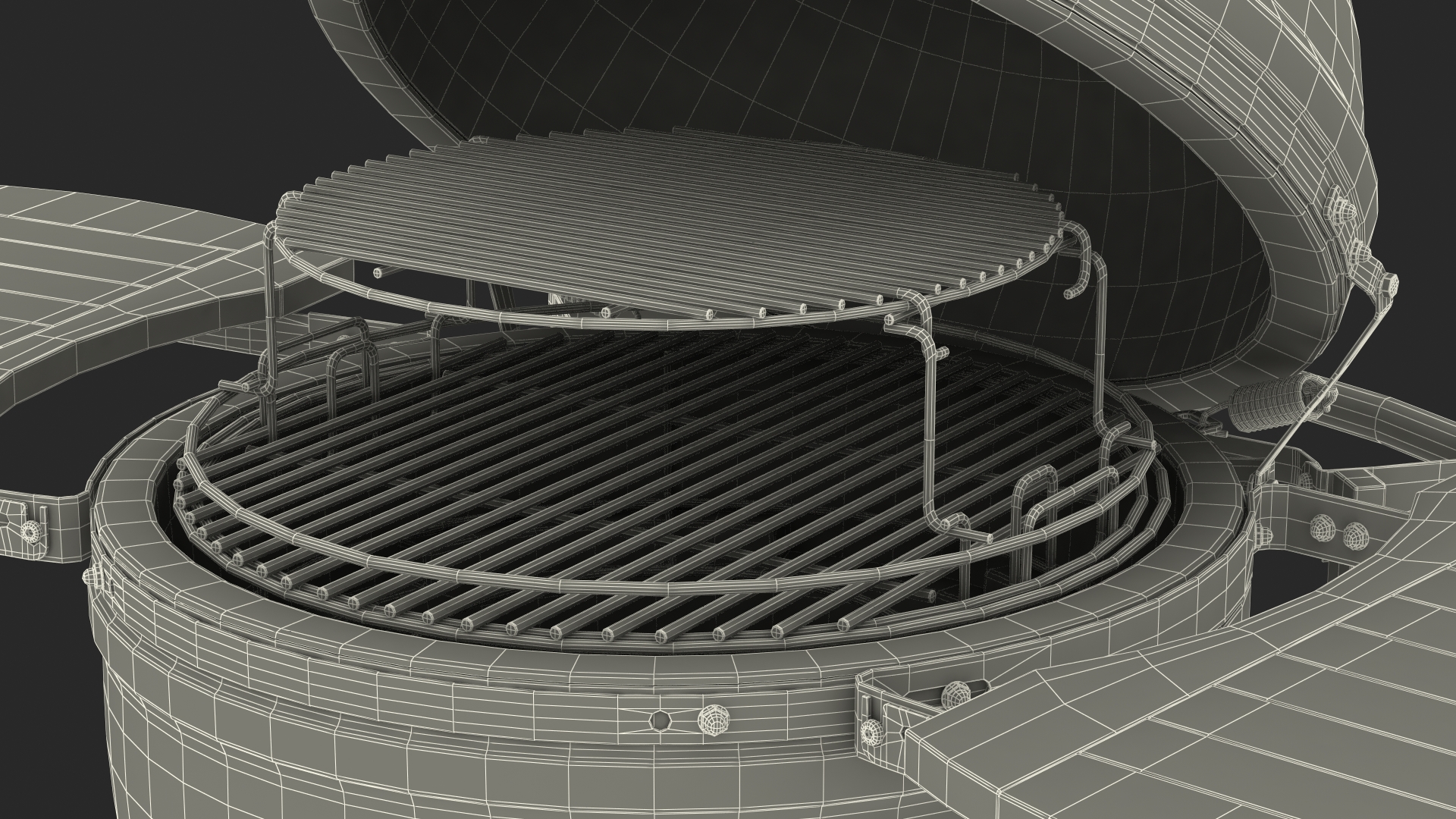 Kamado Style Bbq Grill Open 3D