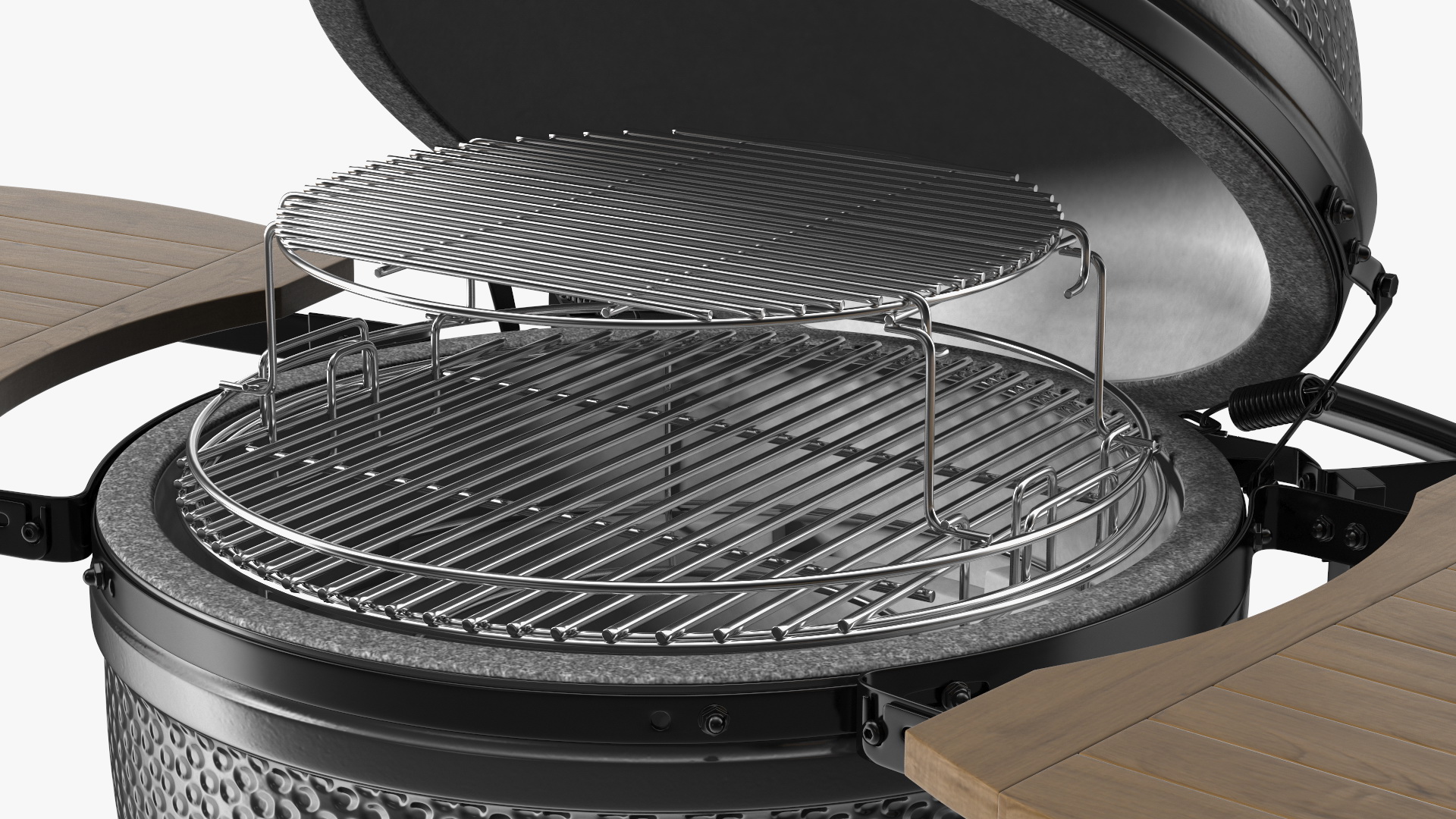 Kamado Style Bbq Grill Open 3D