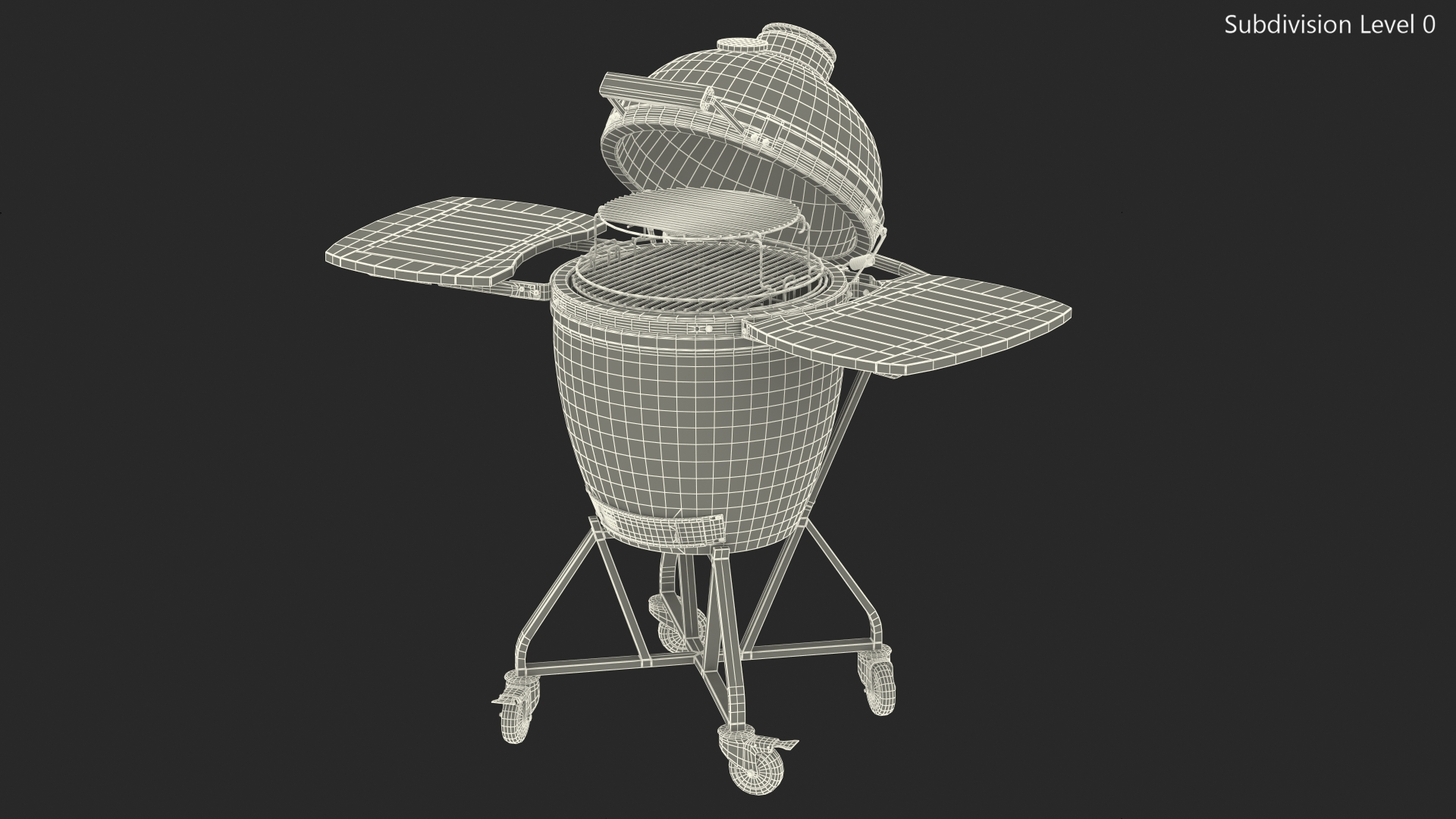 Kamado Style Bbq Grill Open 3D