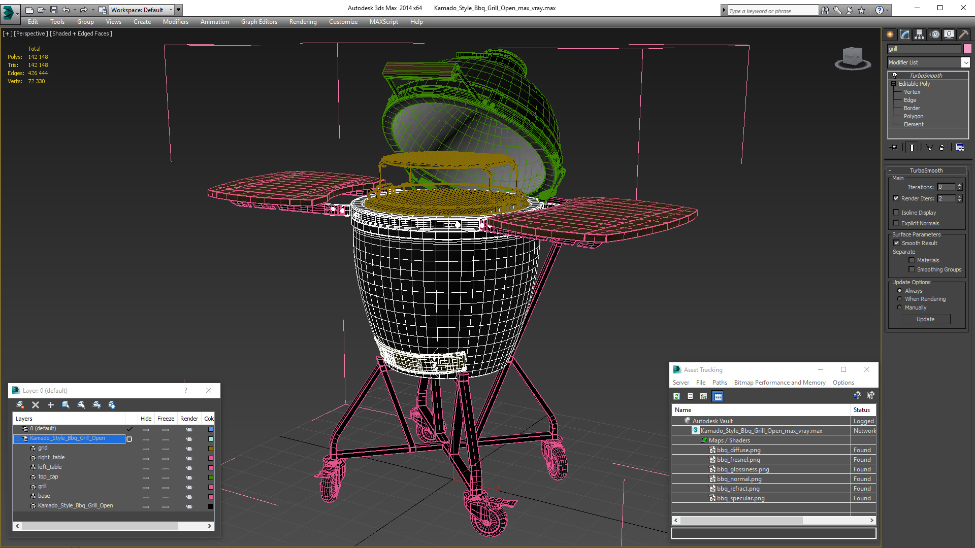 Kamado Style Bbq Grill Open 3D