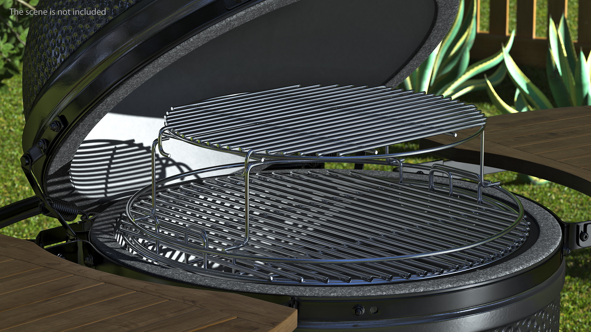 Kamado Style Bbq Grill Open 3D