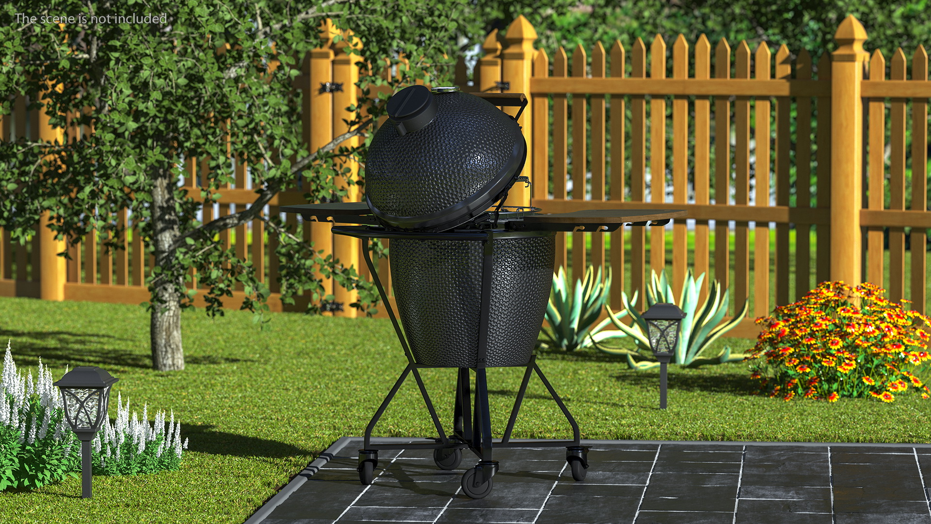 Kamado Style Bbq Grill Open 3D