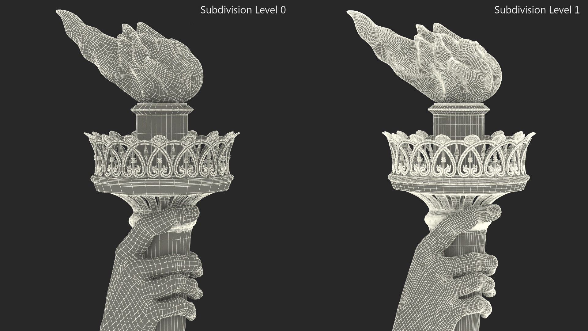 3D Hand Holding the Torch of Liberty model