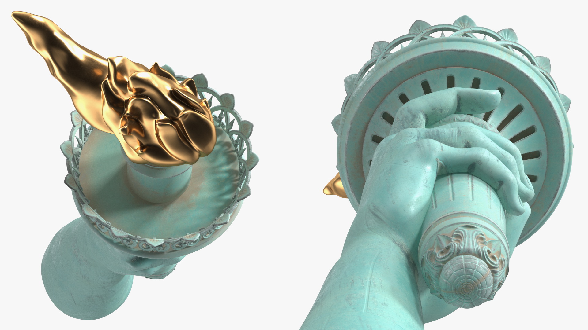 3D Hand Holding the Torch of Liberty model
