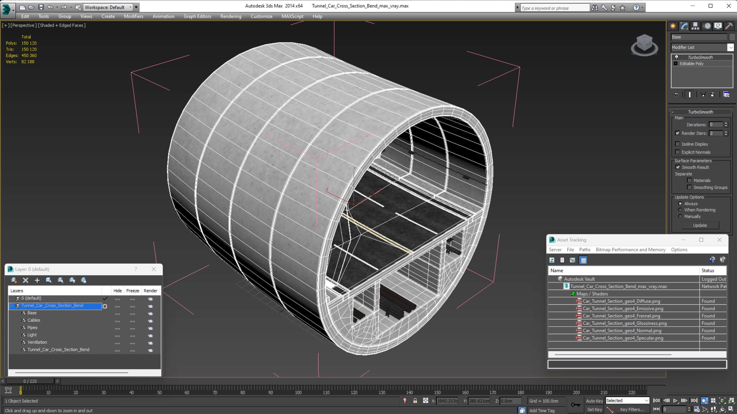 Tunnel Car Cross Section Bend 3D model