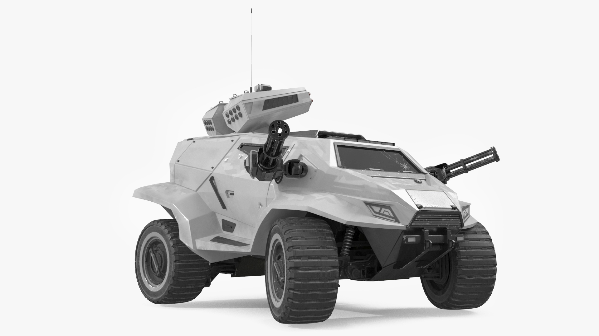 Old Fantastic War Vehicle Winter Color Rigged for Maya 3D model
