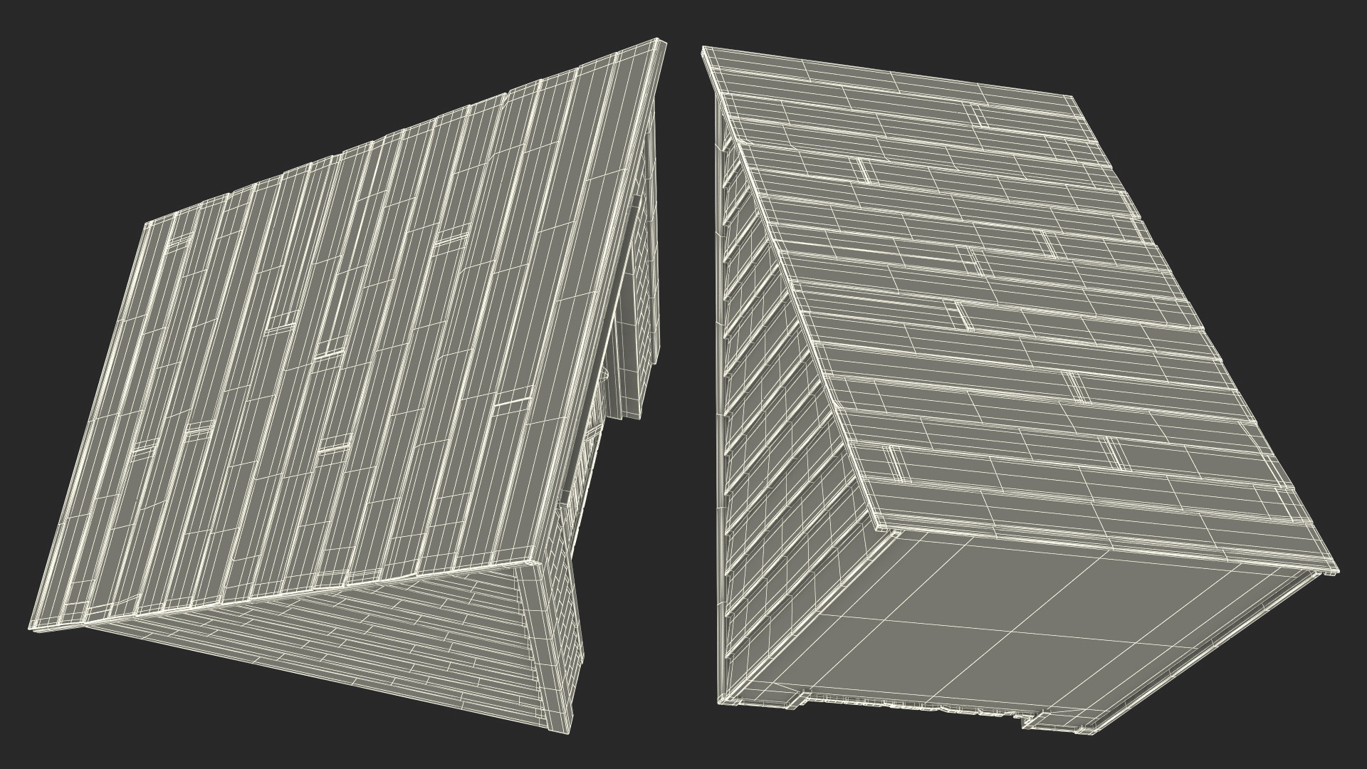 3D Rustic Pitched Style Rooftop Building Green model