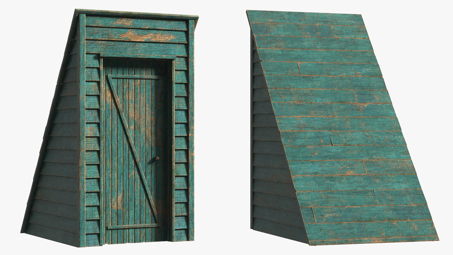 3D Rustic Pitched Style Rooftop Building Green model