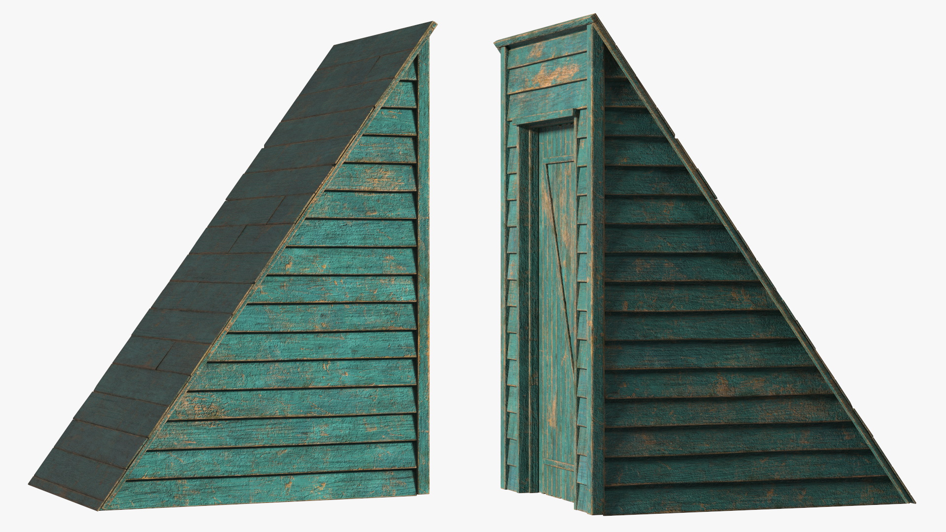 3D Rustic Pitched Style Rooftop Building Green model