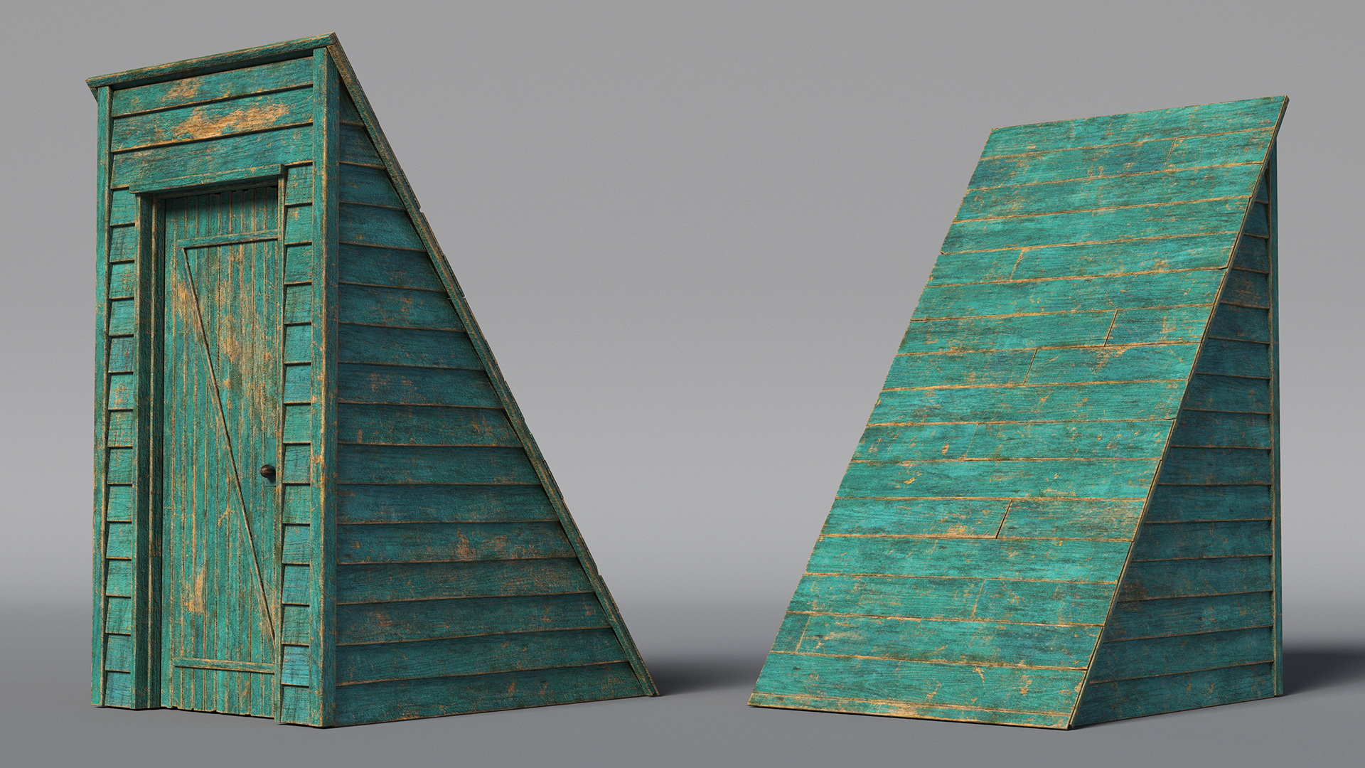 3D Rustic Pitched Style Rooftop Building Green model