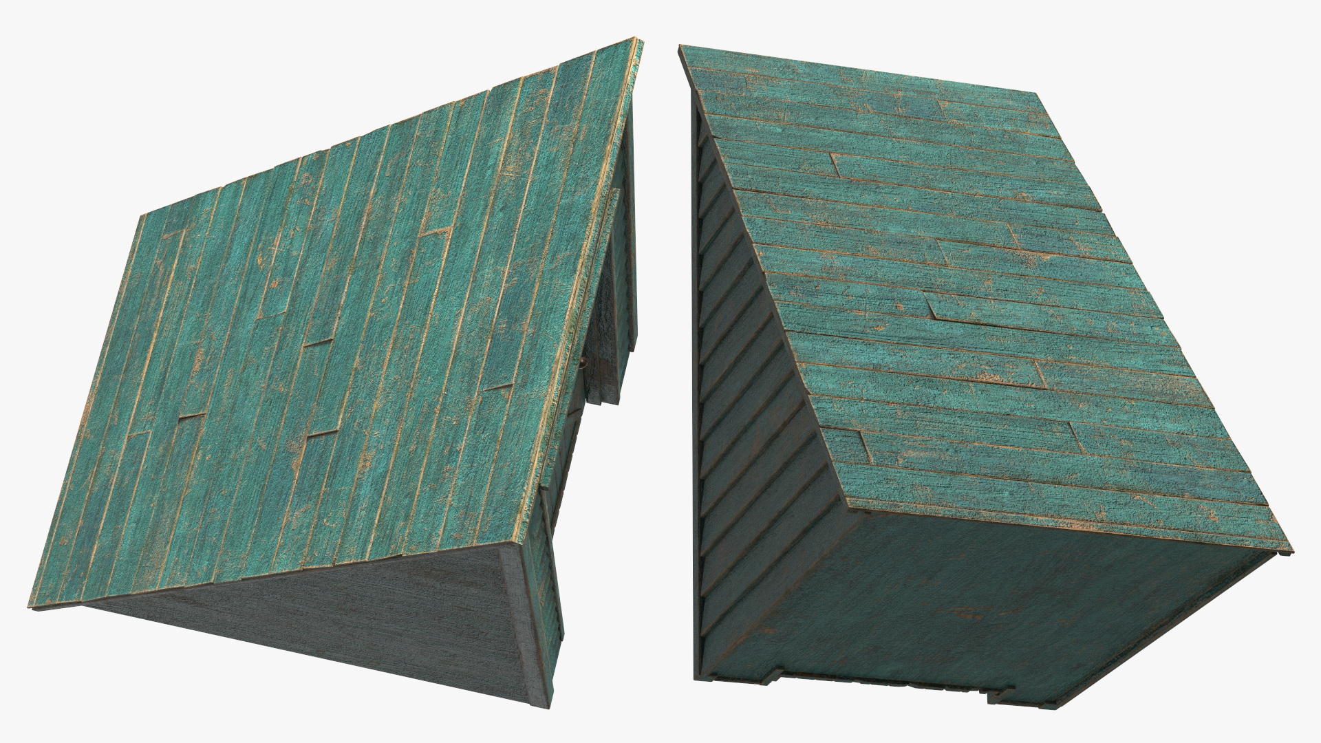 3D Rustic Pitched Style Rooftop Building Green model