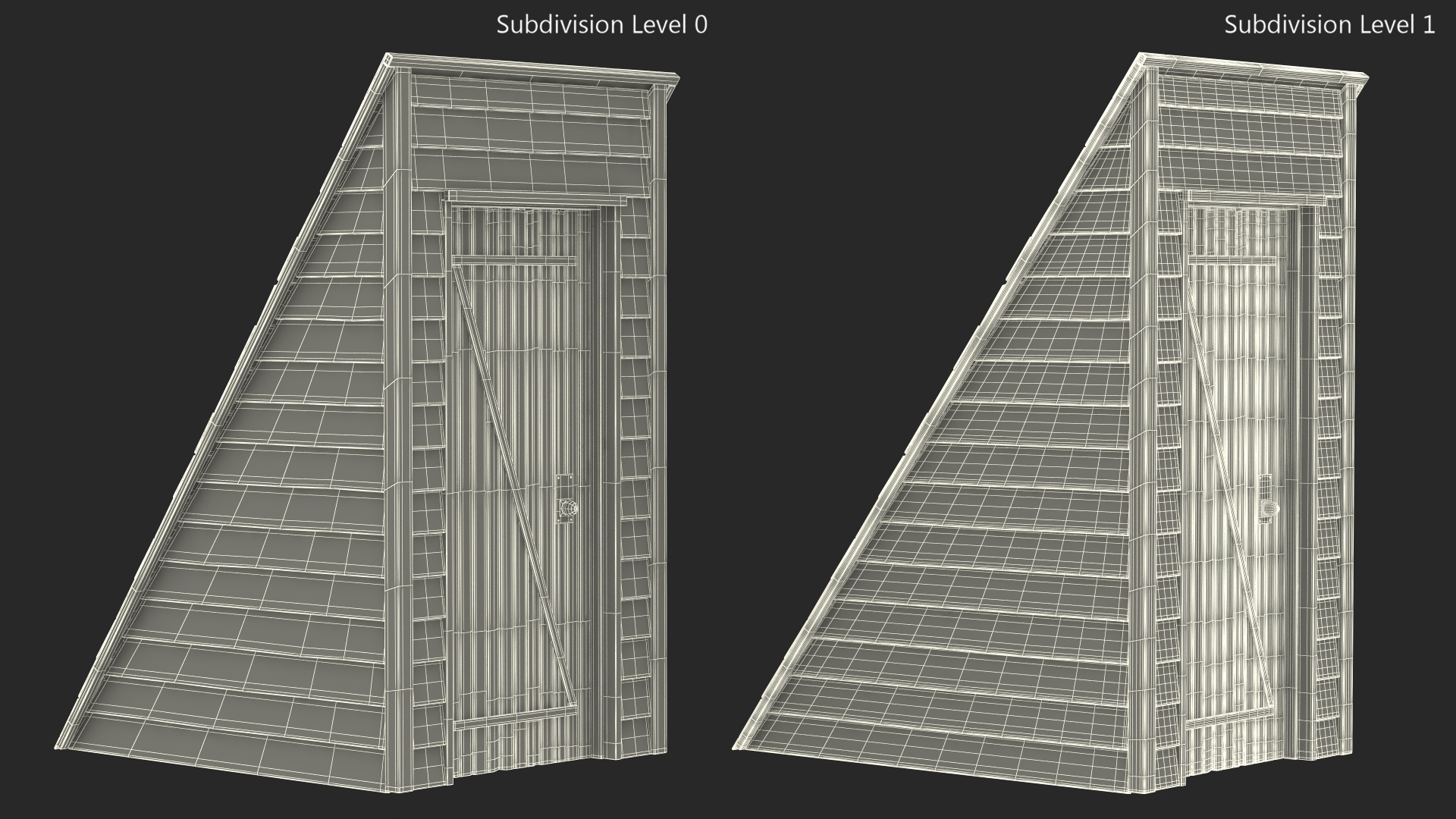 3D Rustic Pitched Style Rooftop Building Green model