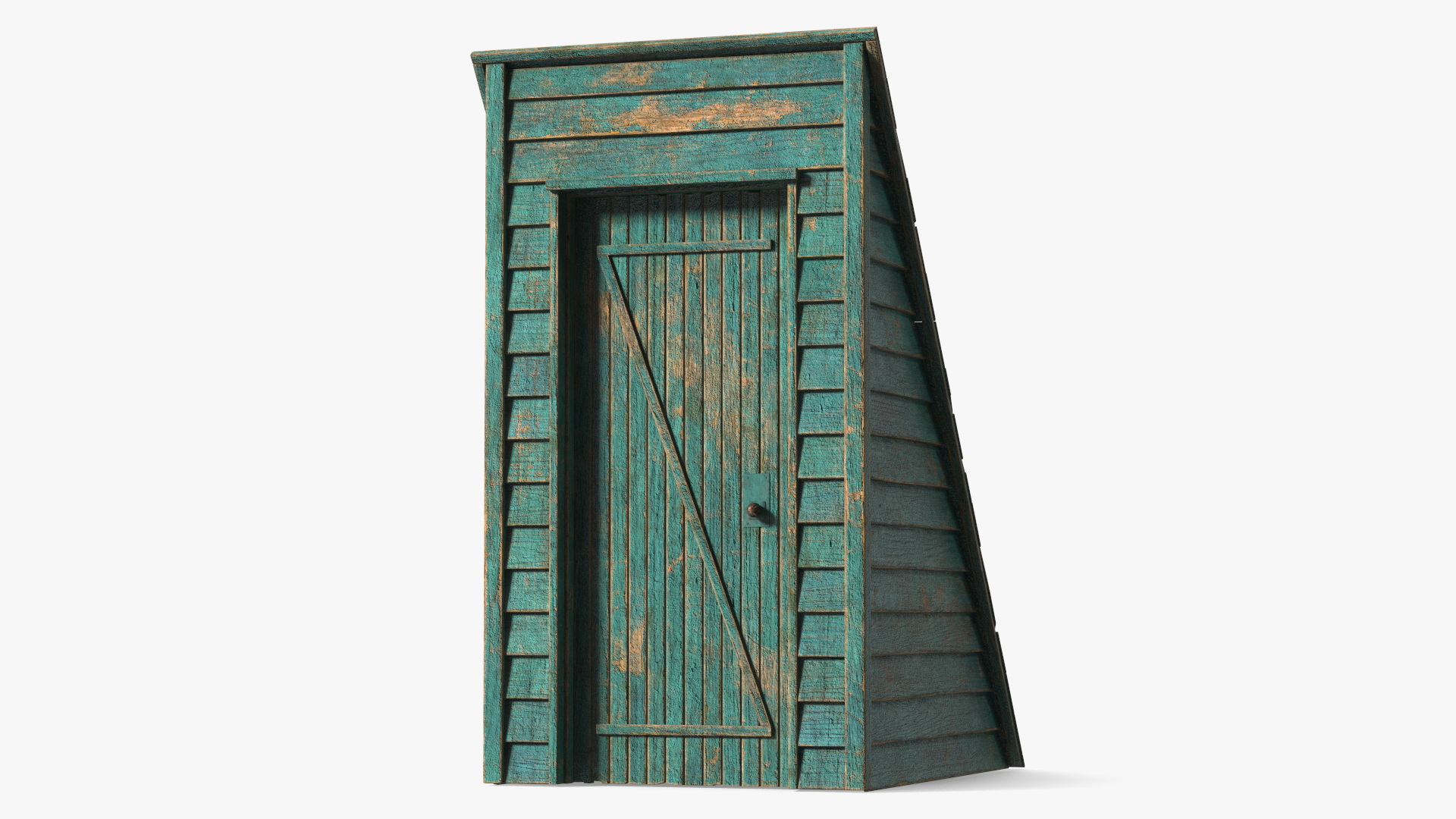 3D Rustic Pitched Style Rooftop Building Green model