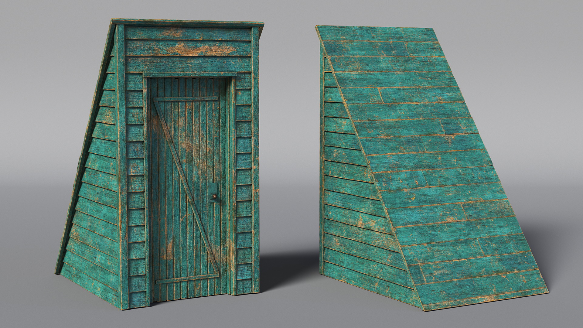 3D Rustic Pitched Style Rooftop Building Green model