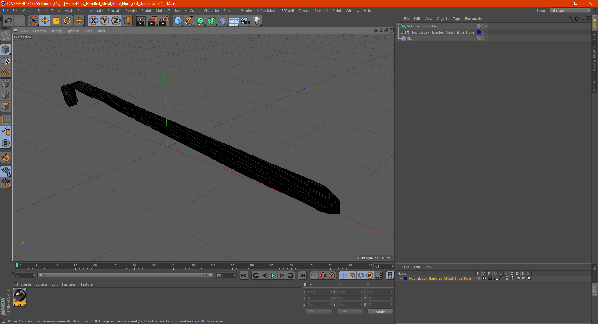 3D Houndsbay Handled Metal Shoe Horn model