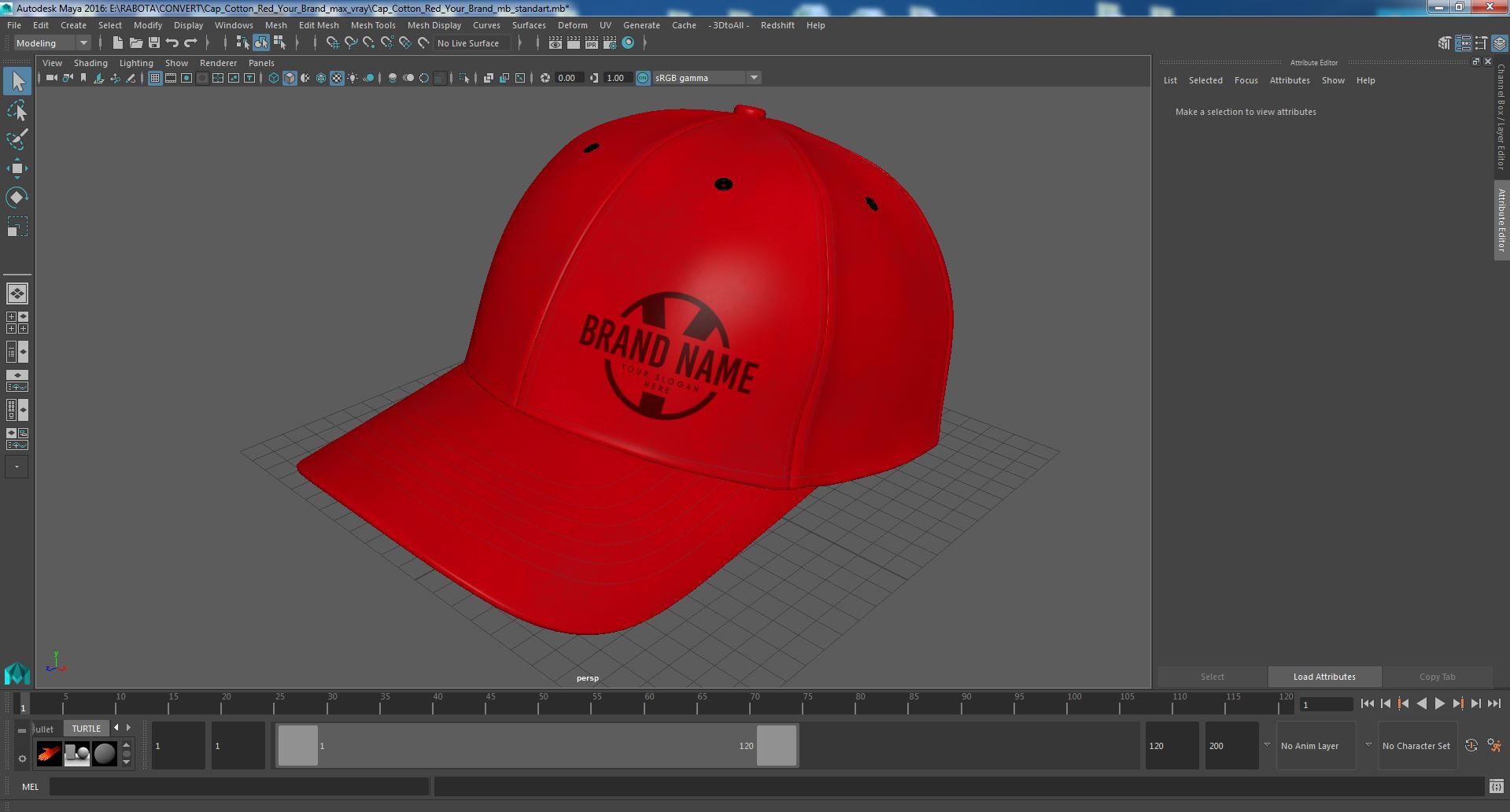 3D model Cap Cotton Red Your Brand