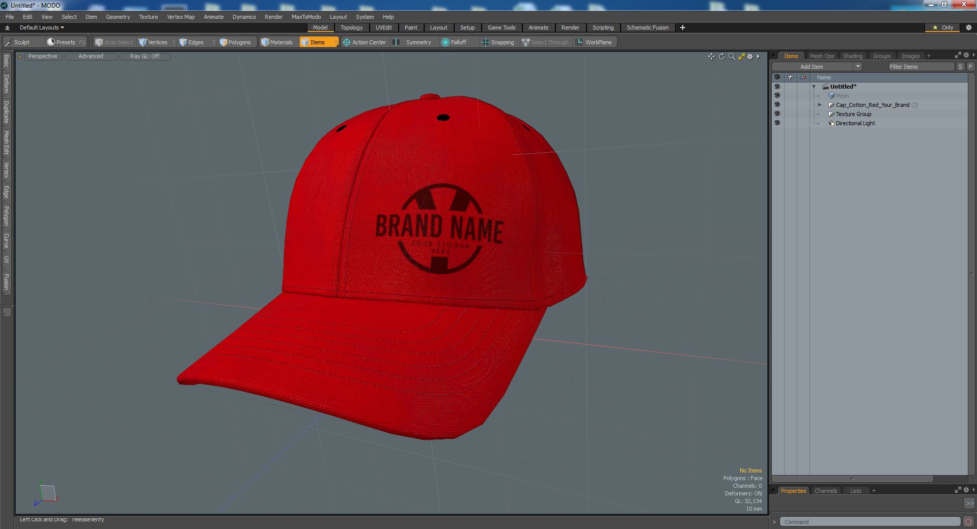 3D model Cap Cotton Red Your Brand