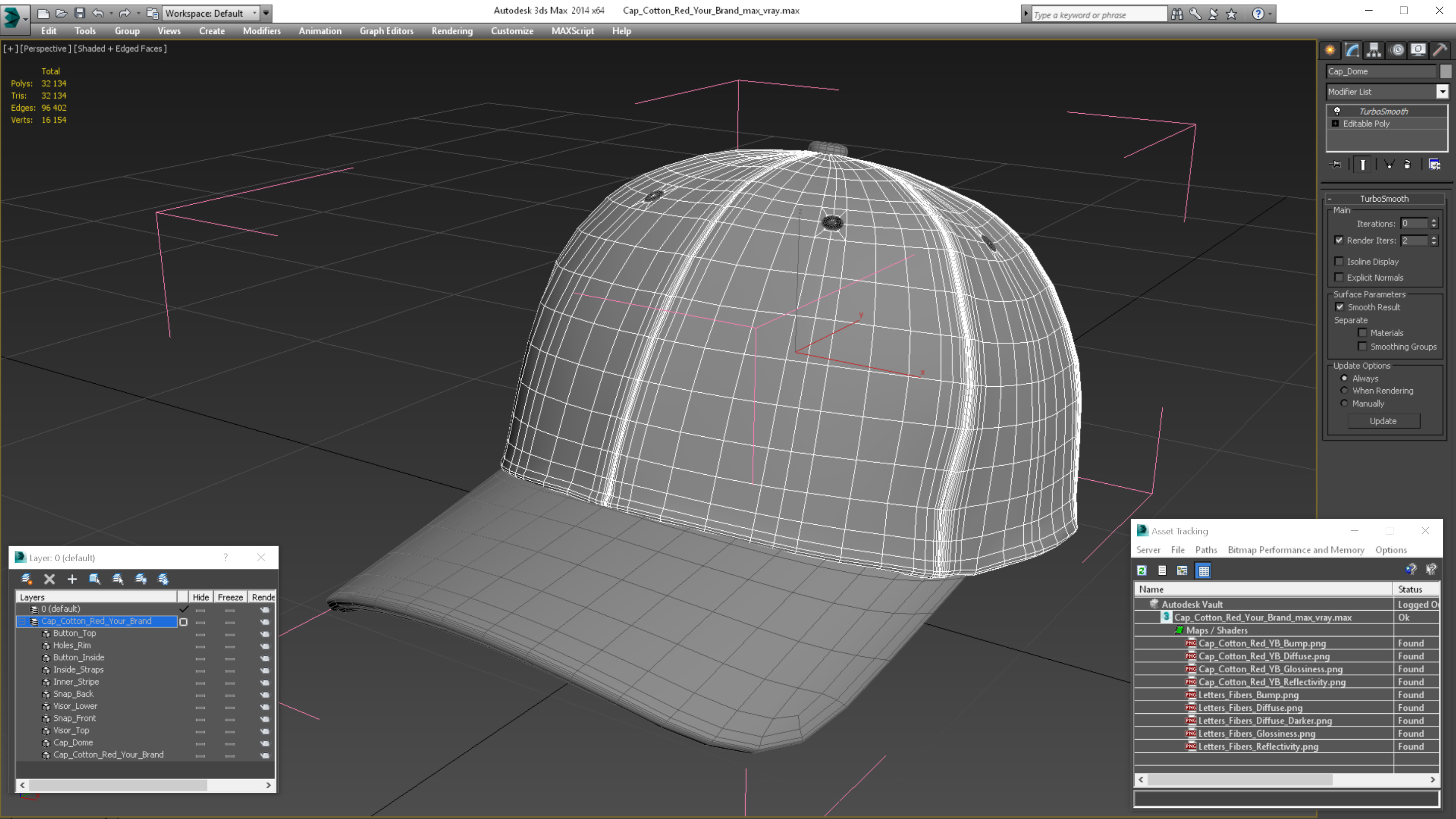 3D model Cap Cotton Red Your Brand