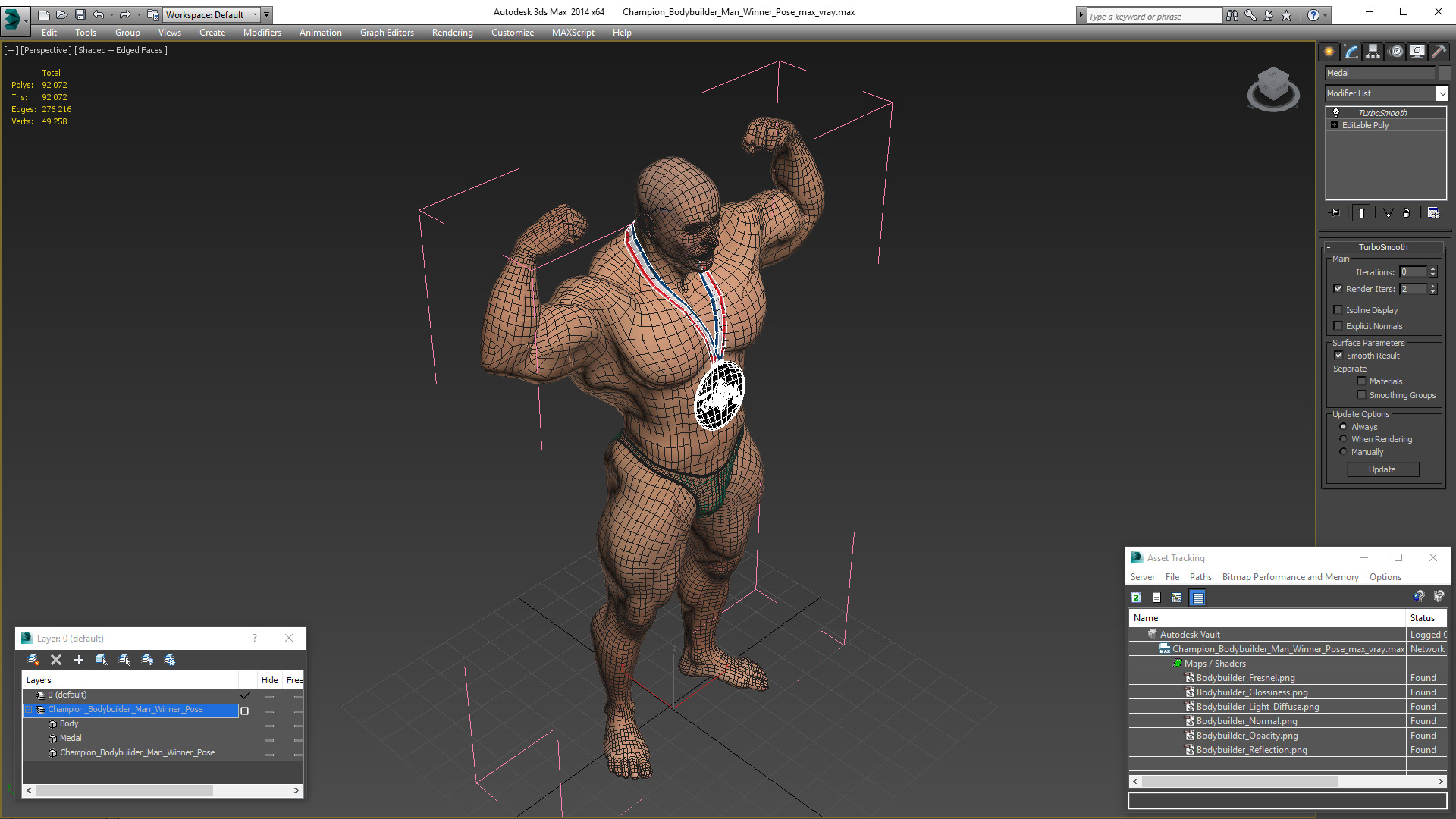 3D Champion Bodybuilder Man Winner Pose