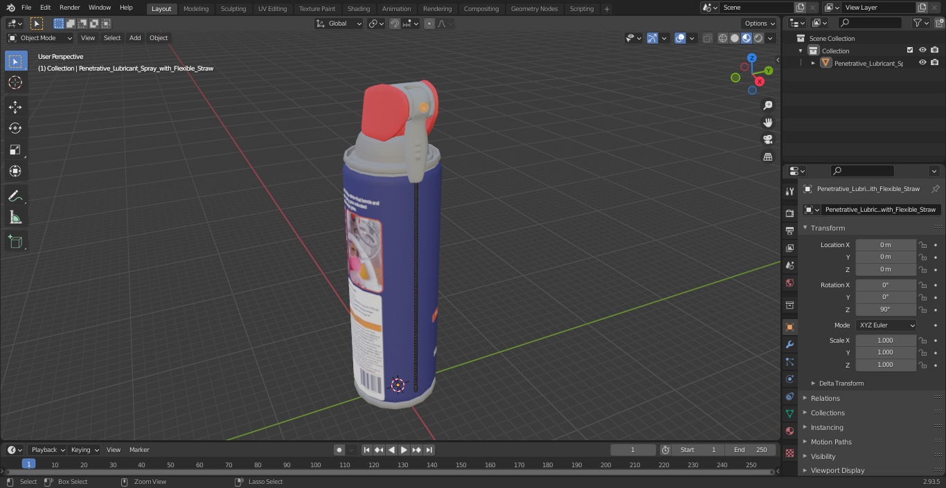 Penetrative Lubricant Spray with Flexible Straw 3D