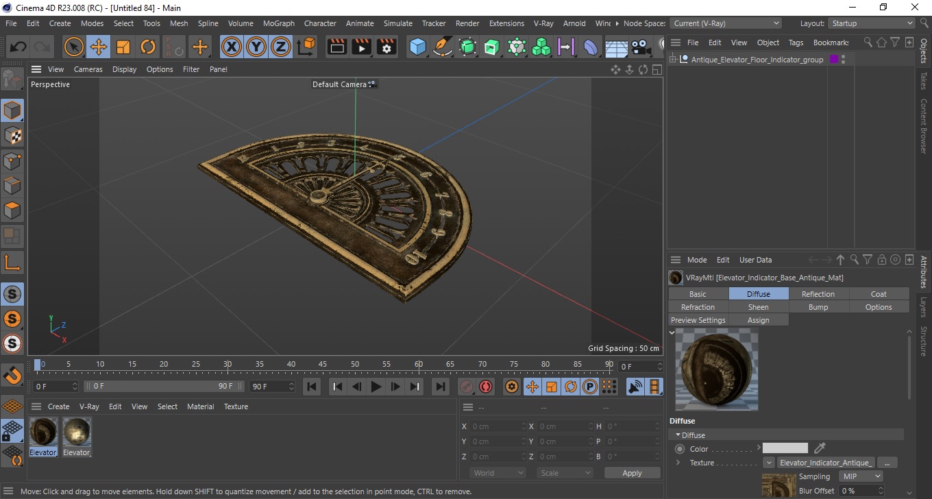 Antique Elevator Floor Indicator 3D