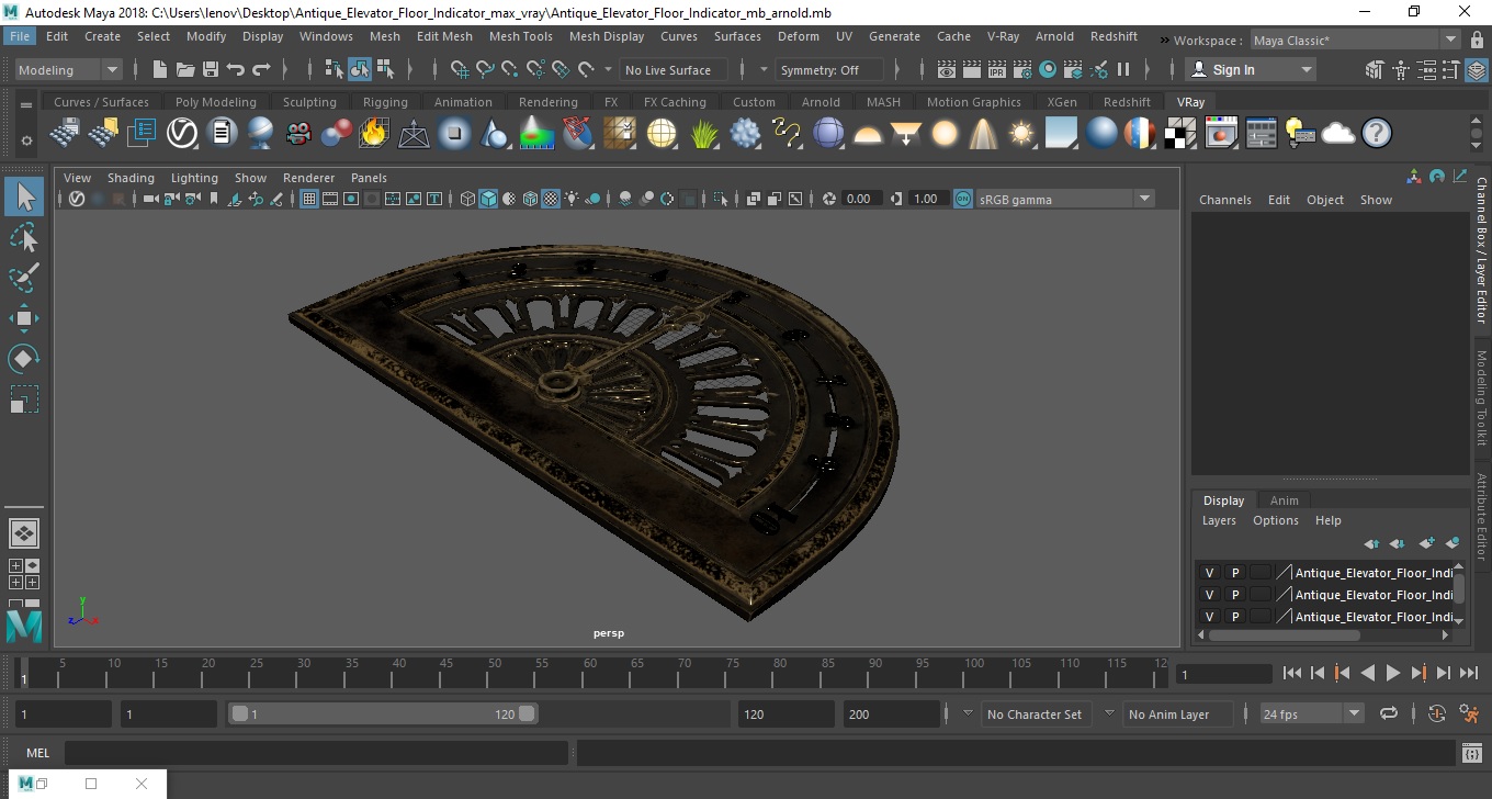 Antique Elevator Floor Indicator 3D