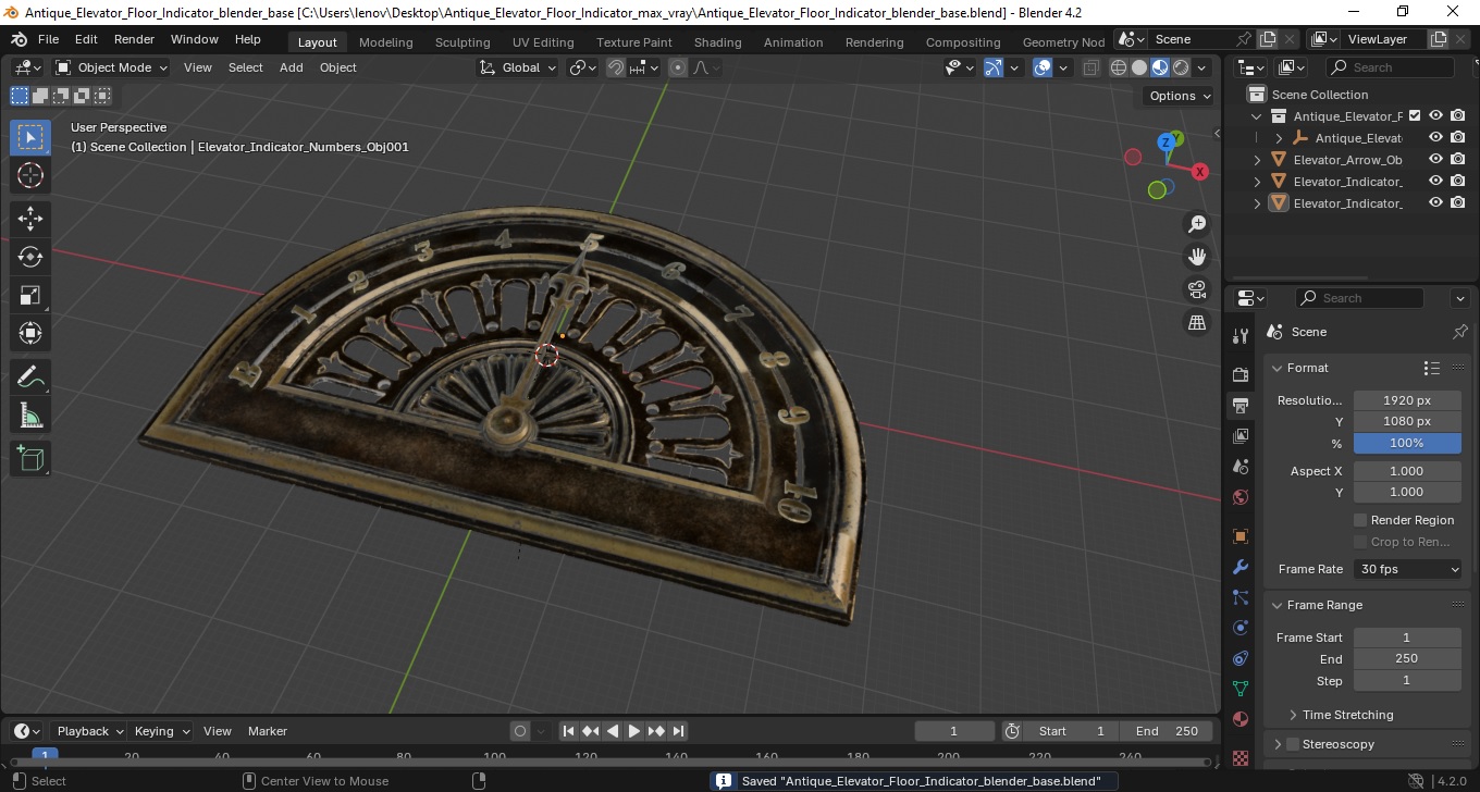Antique Elevator Floor Indicator 3D