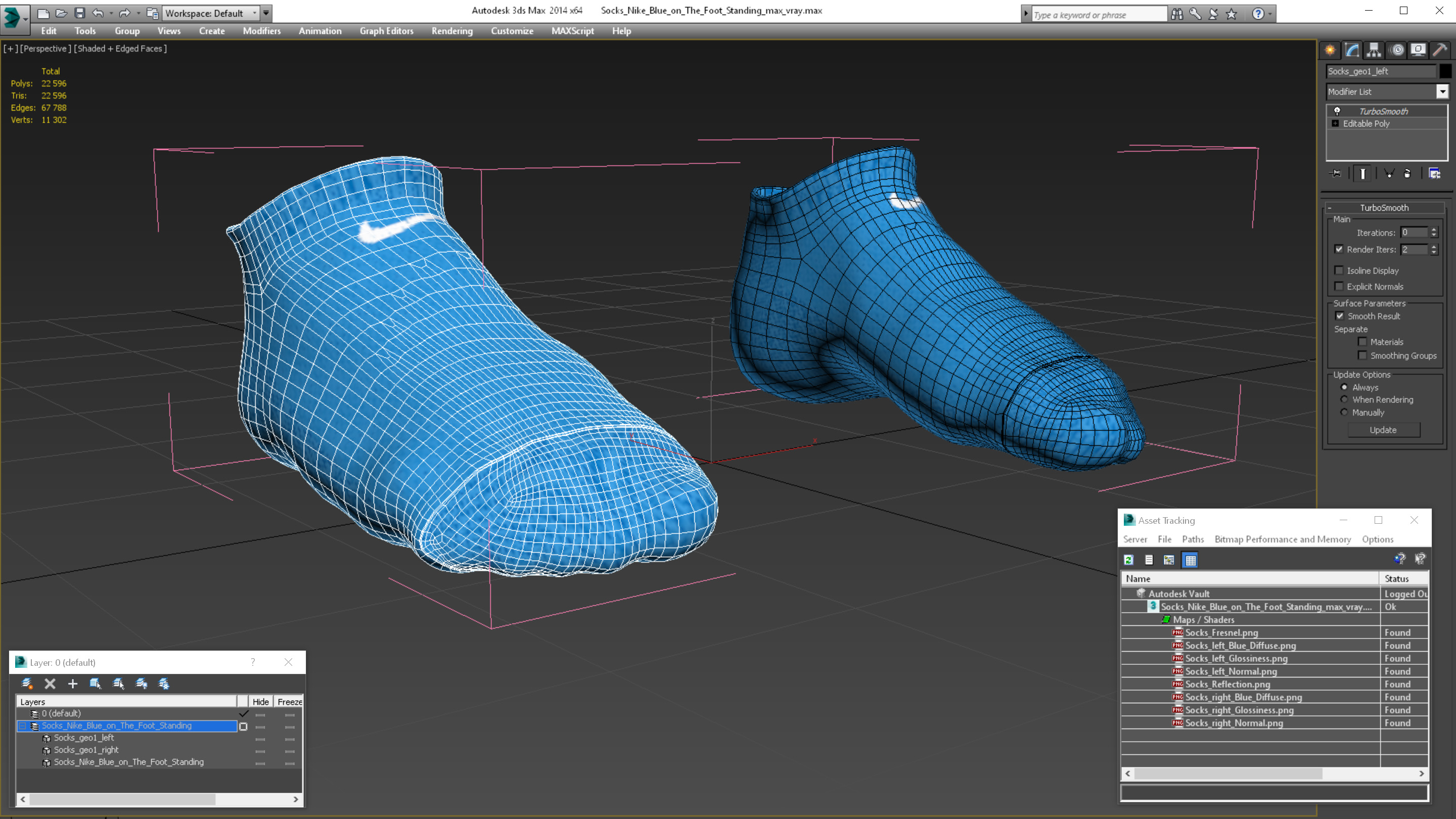 3D Socks Nike Blue on The Foot Standing