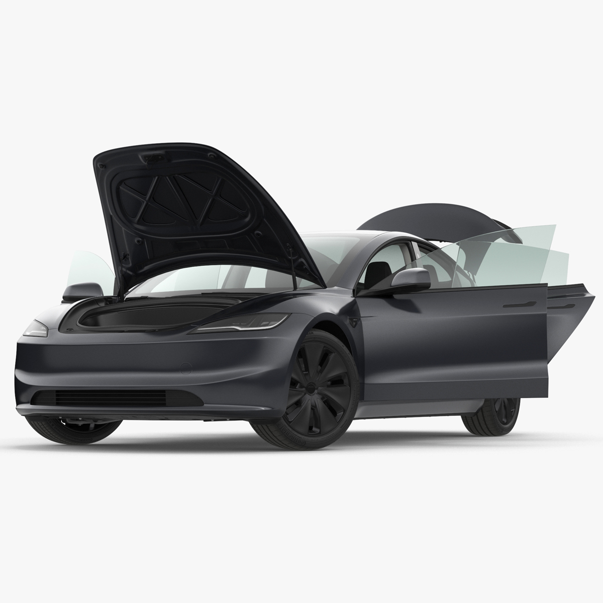 Tesla Model 3 2024 Stealth Grey Rigged for Maya 3D