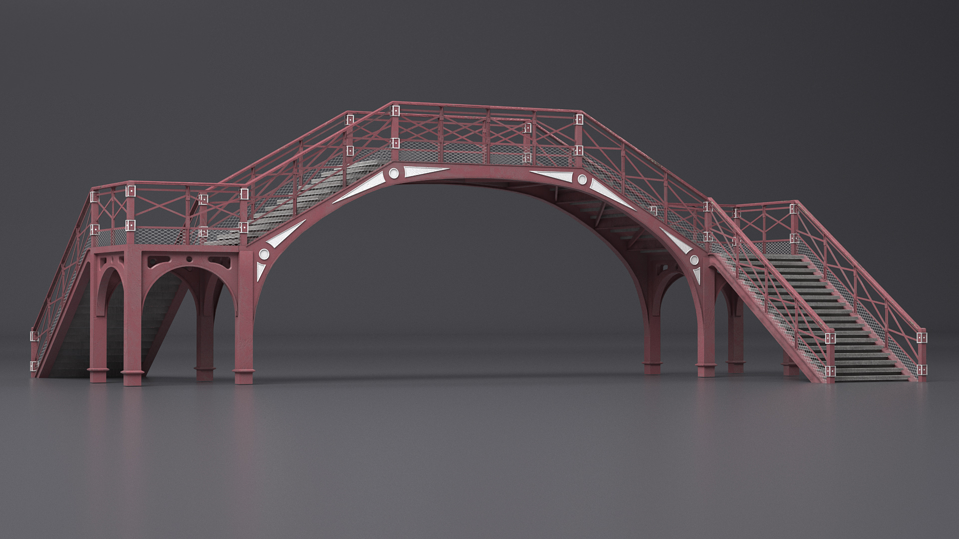 3D Retro Railway Pedestrian Bridge