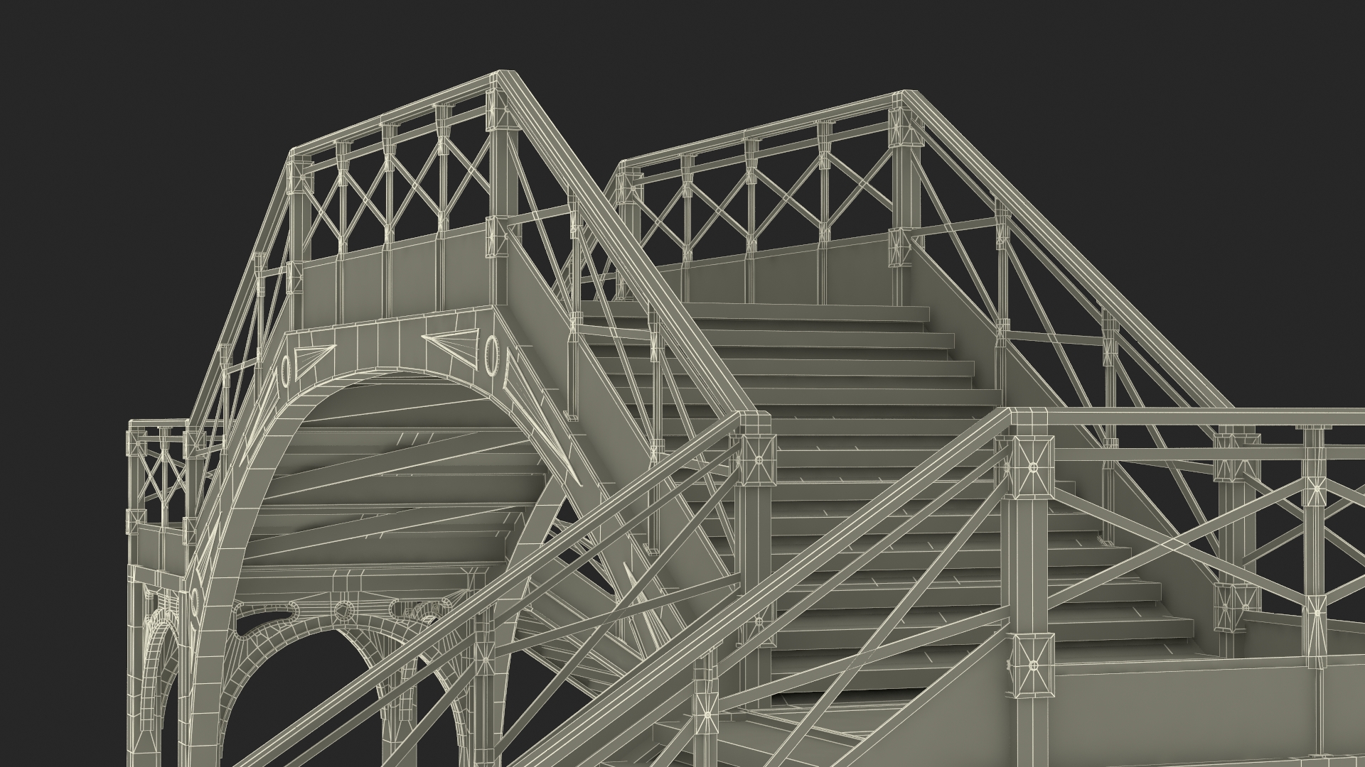 3D Retro Railway Pedestrian Bridge