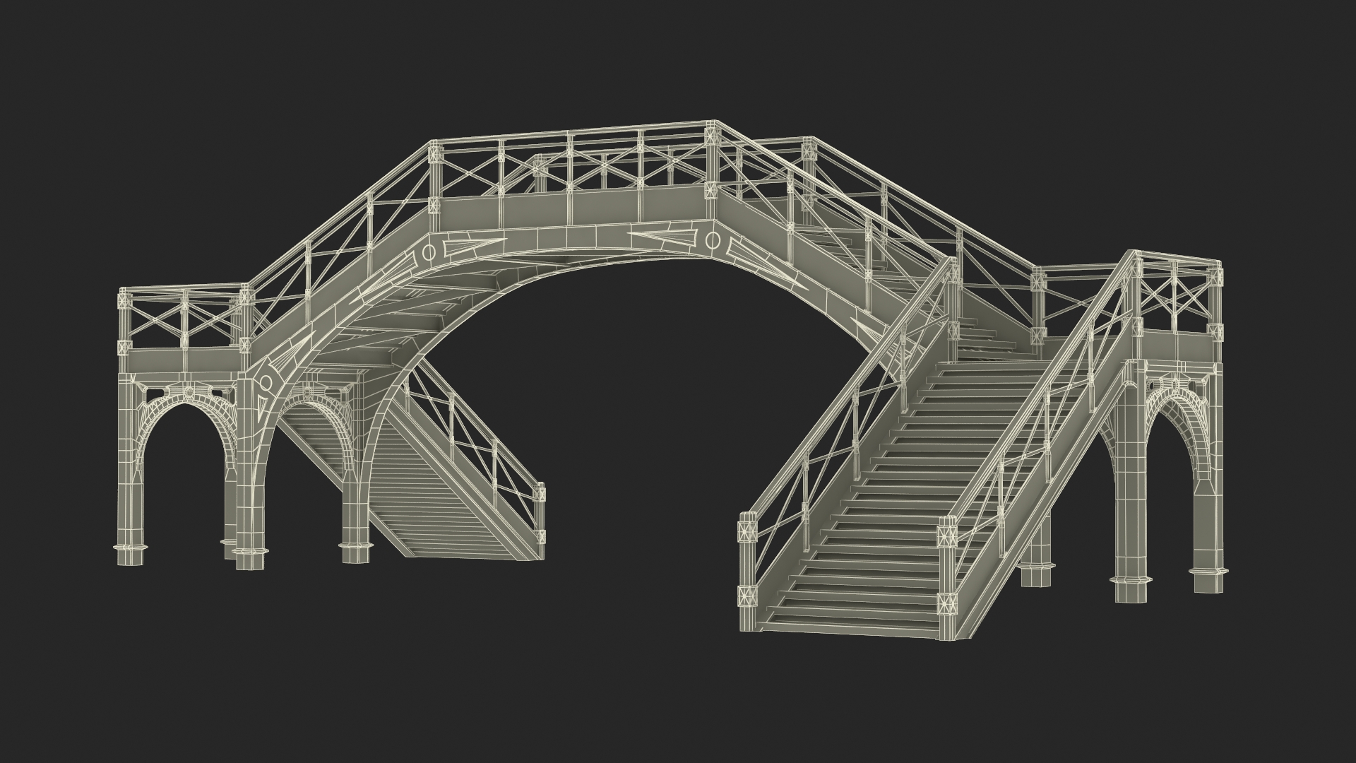 3D Retro Railway Pedestrian Bridge