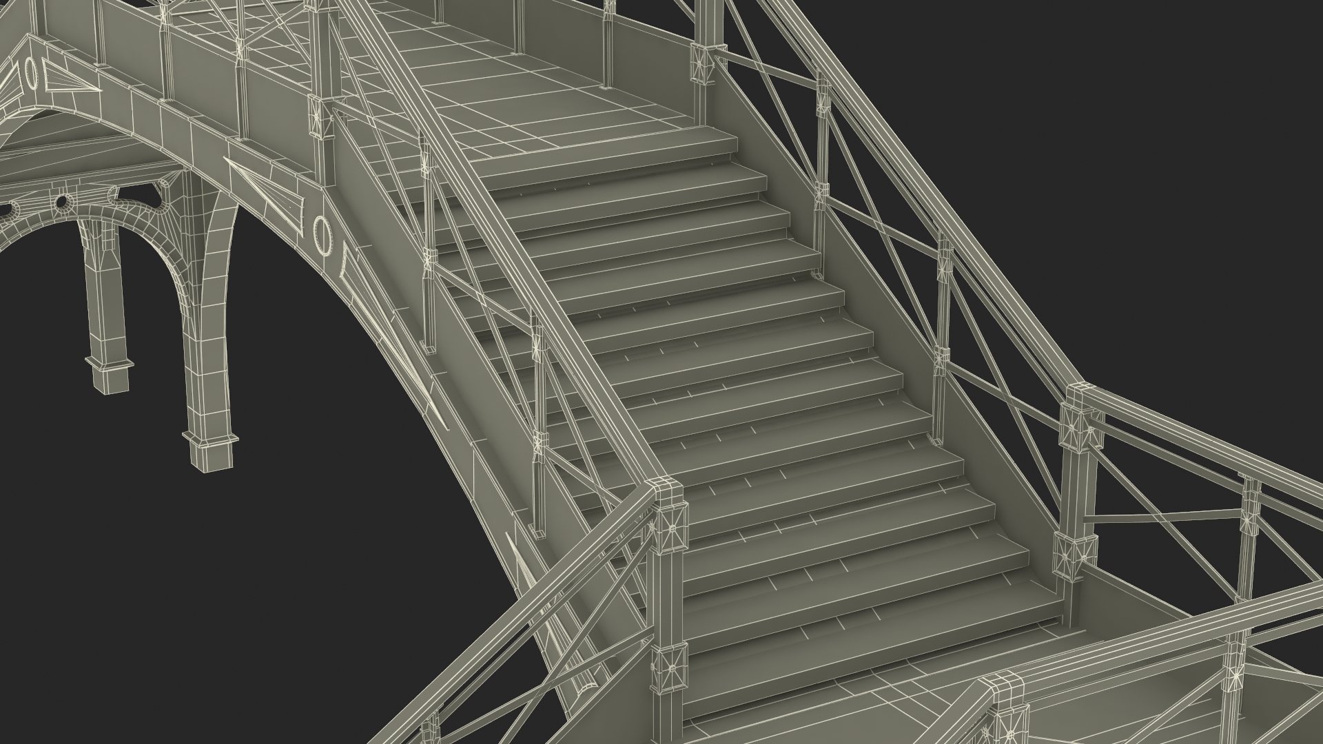3D Retro Railway Pedestrian Bridge