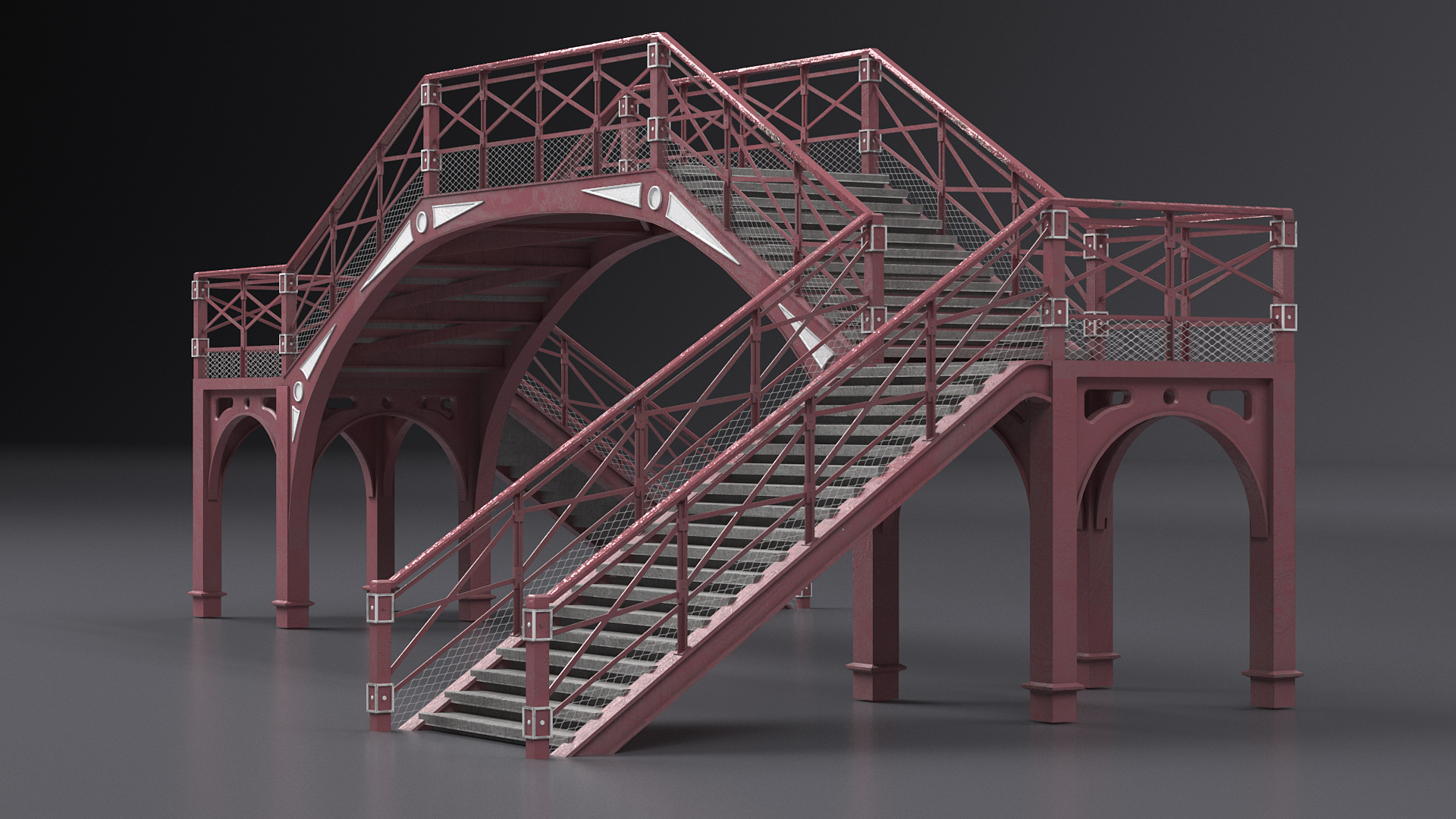 3D Retro Railway Pedestrian Bridge