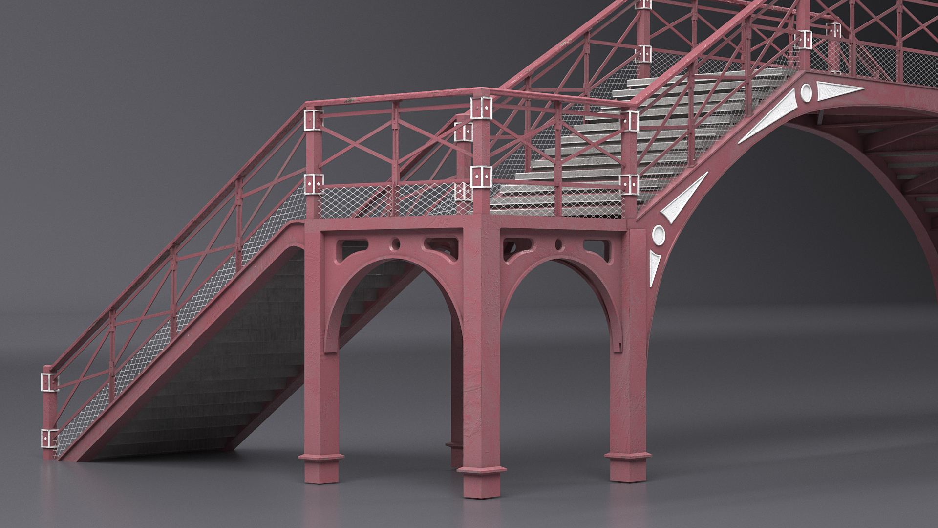3D Retro Railway Pedestrian Bridge