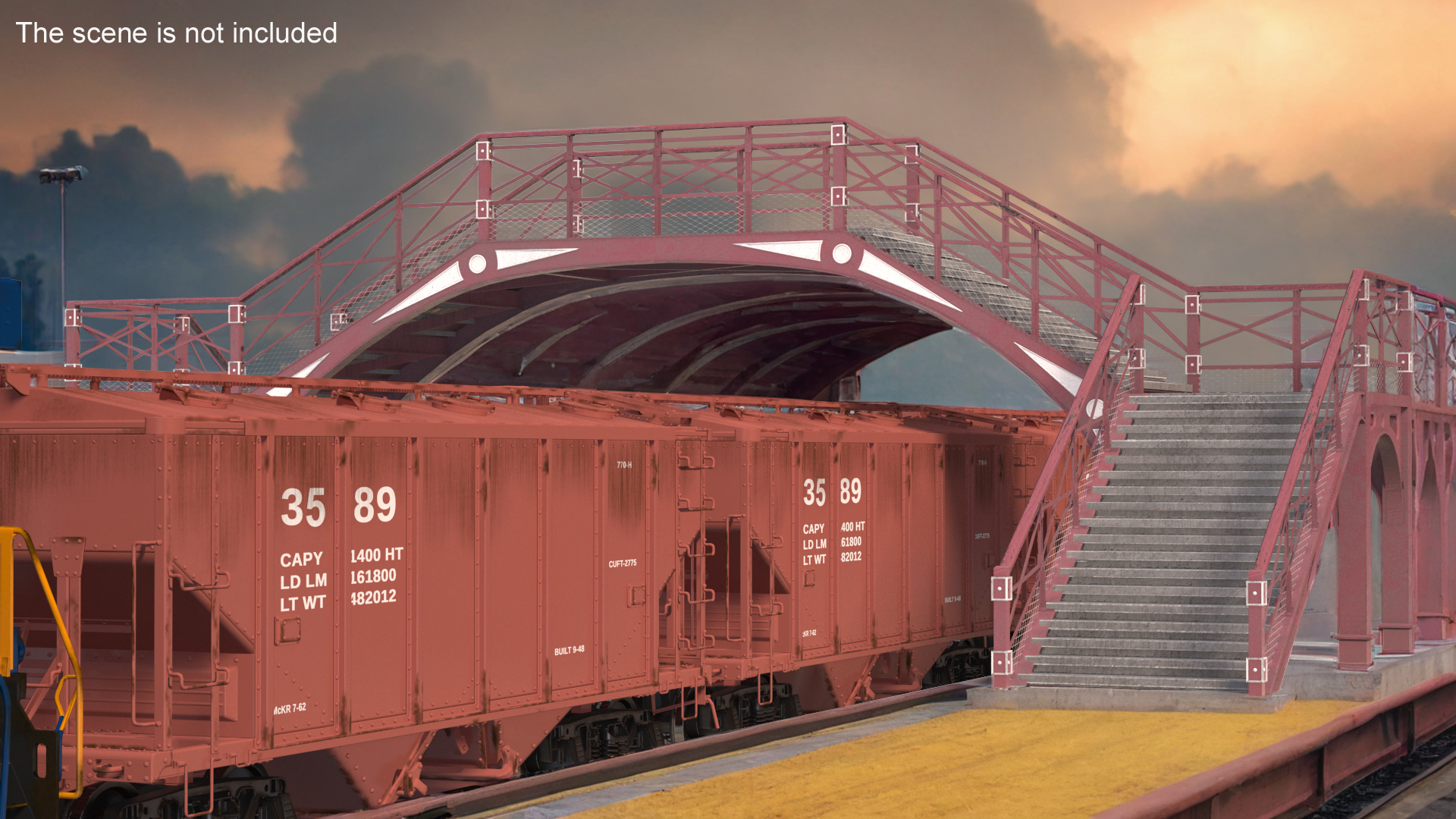 3D Retro Railway Pedestrian Bridge