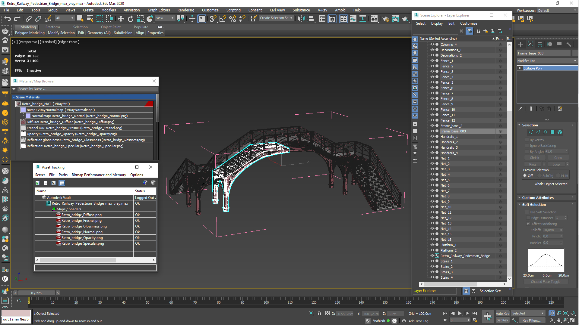 3D Retro Railway Pedestrian Bridge