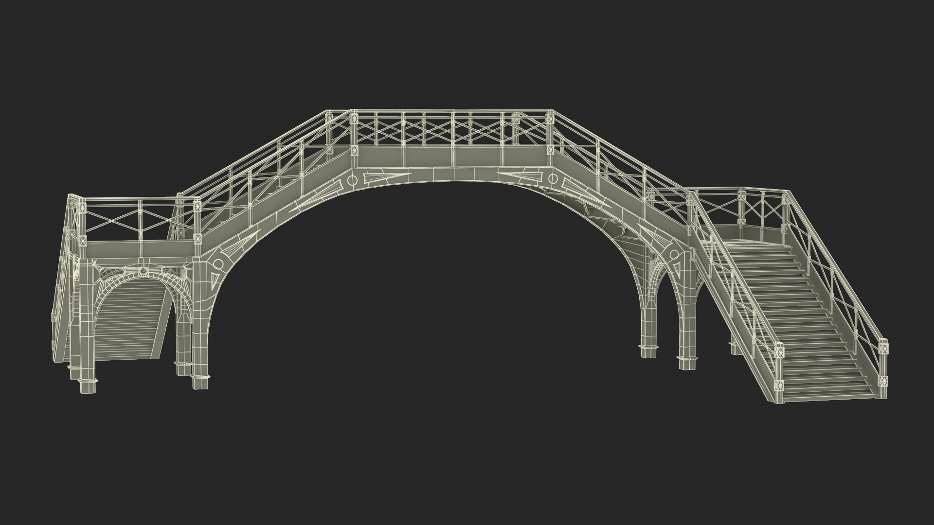 3D Retro Railway Pedestrian Bridge