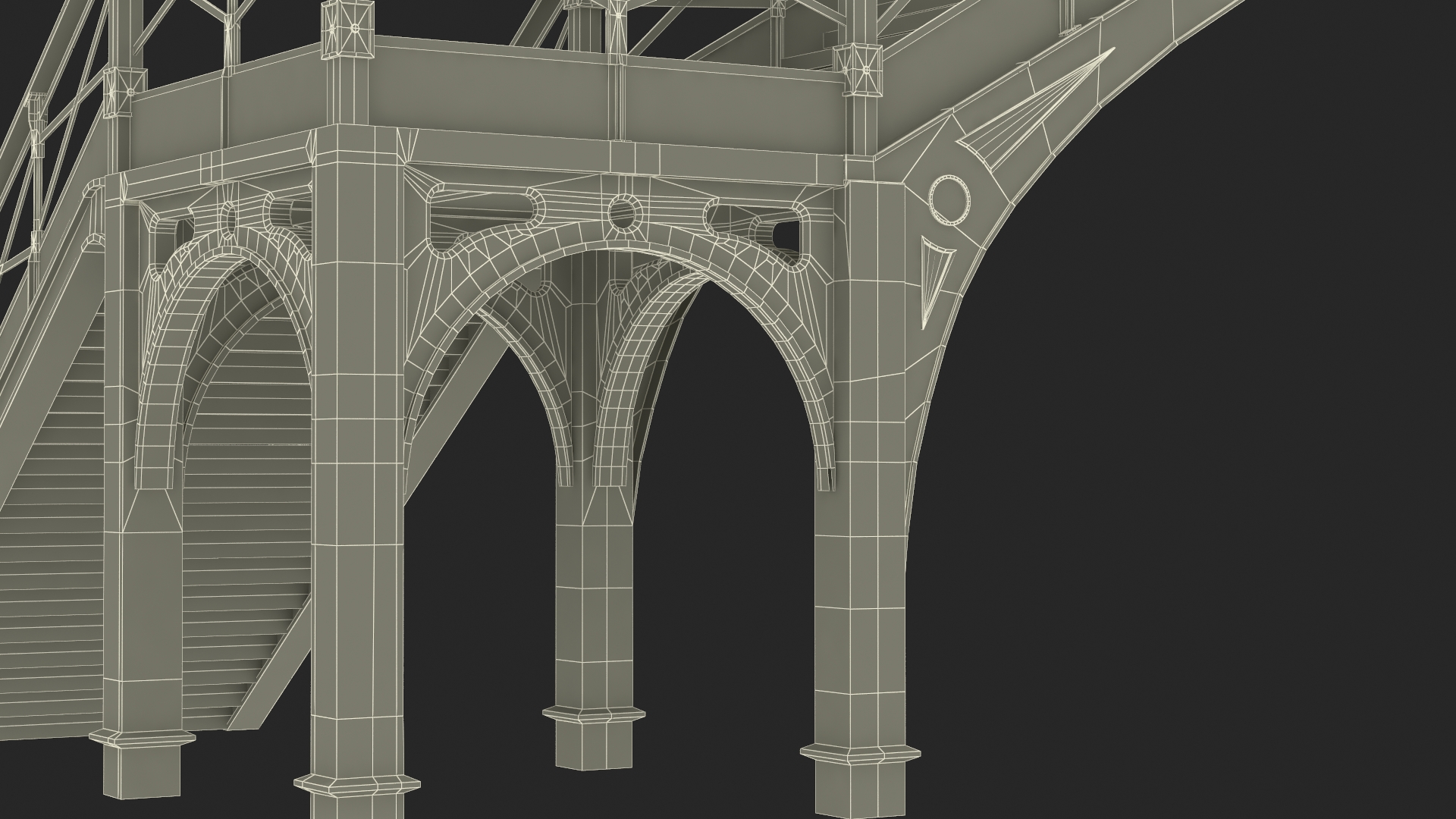 3D Retro Railway Pedestrian Bridge