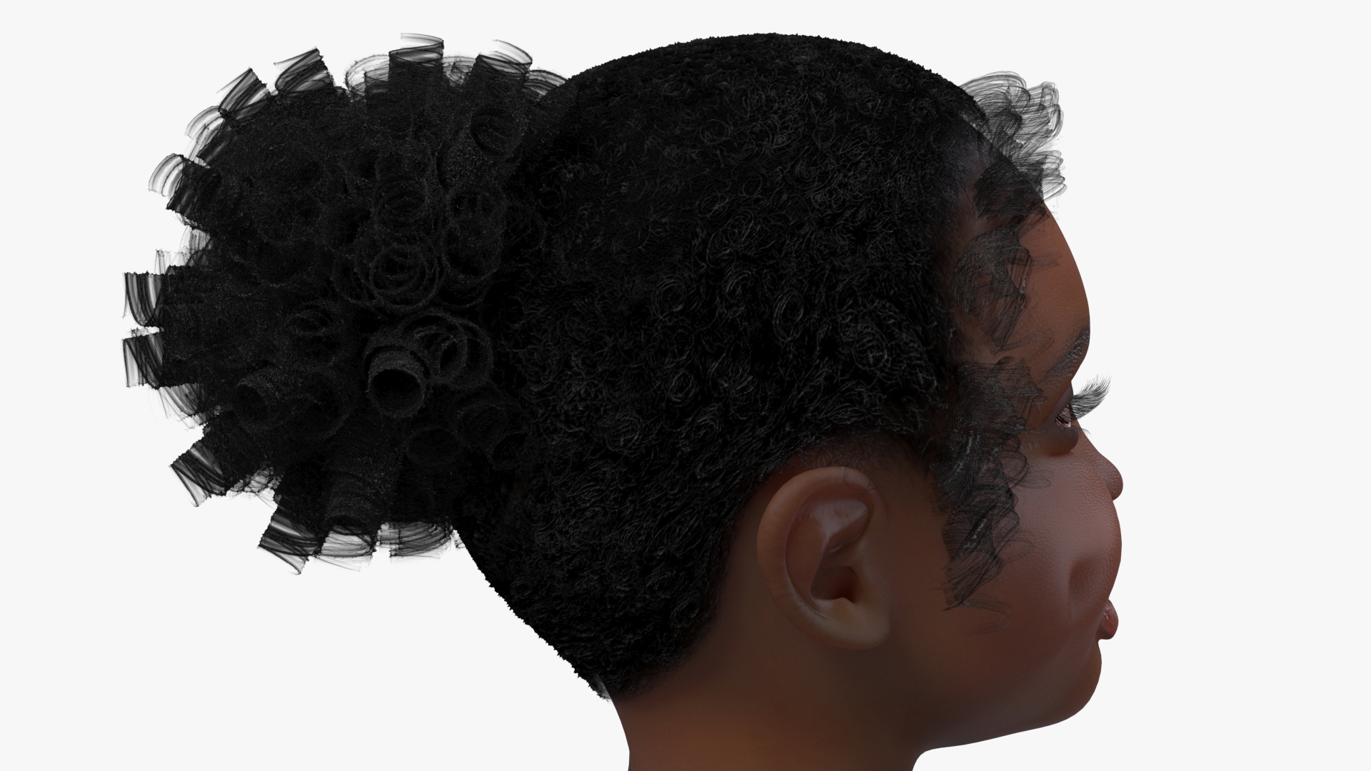 3D Black Child Girl With Hoop