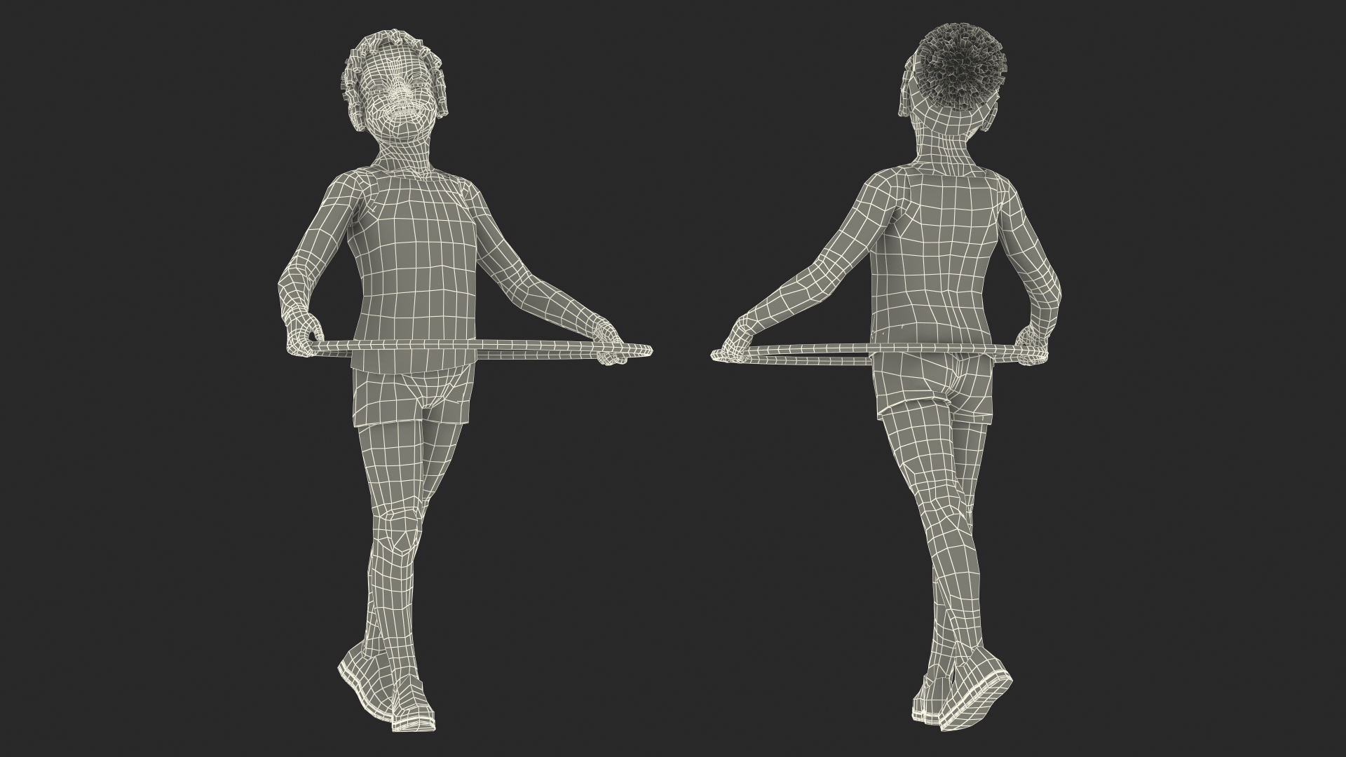 3D Black Child Girl With Hoop