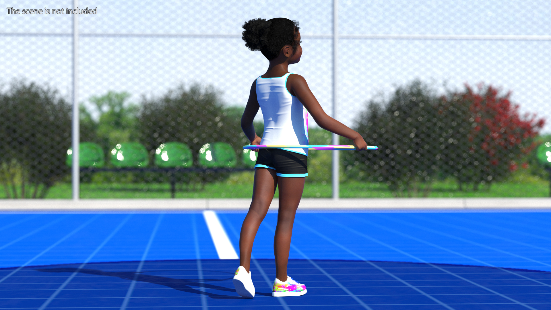 3D Black Child Girl With Hoop