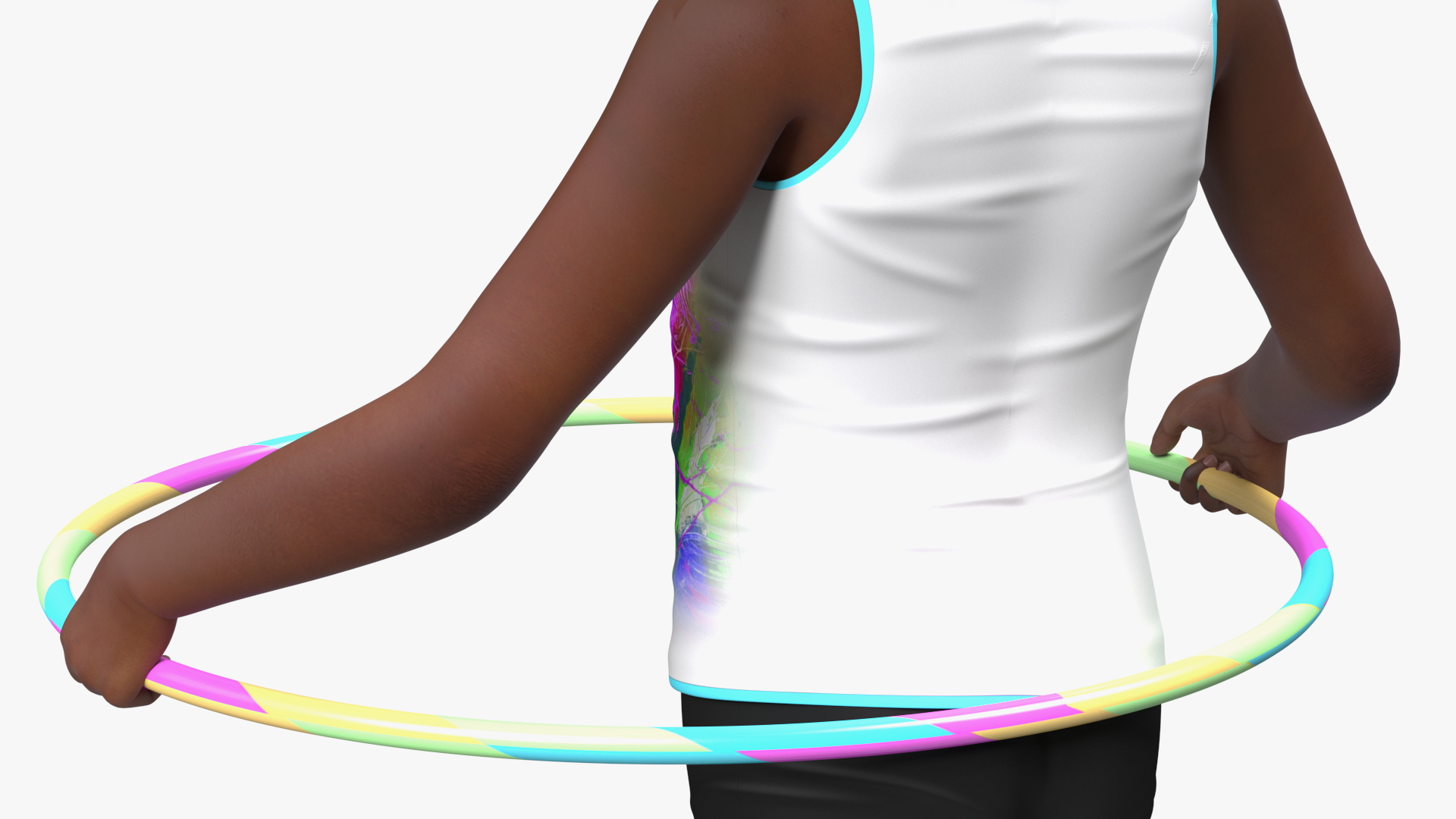 3D Black Child Girl With Hoop