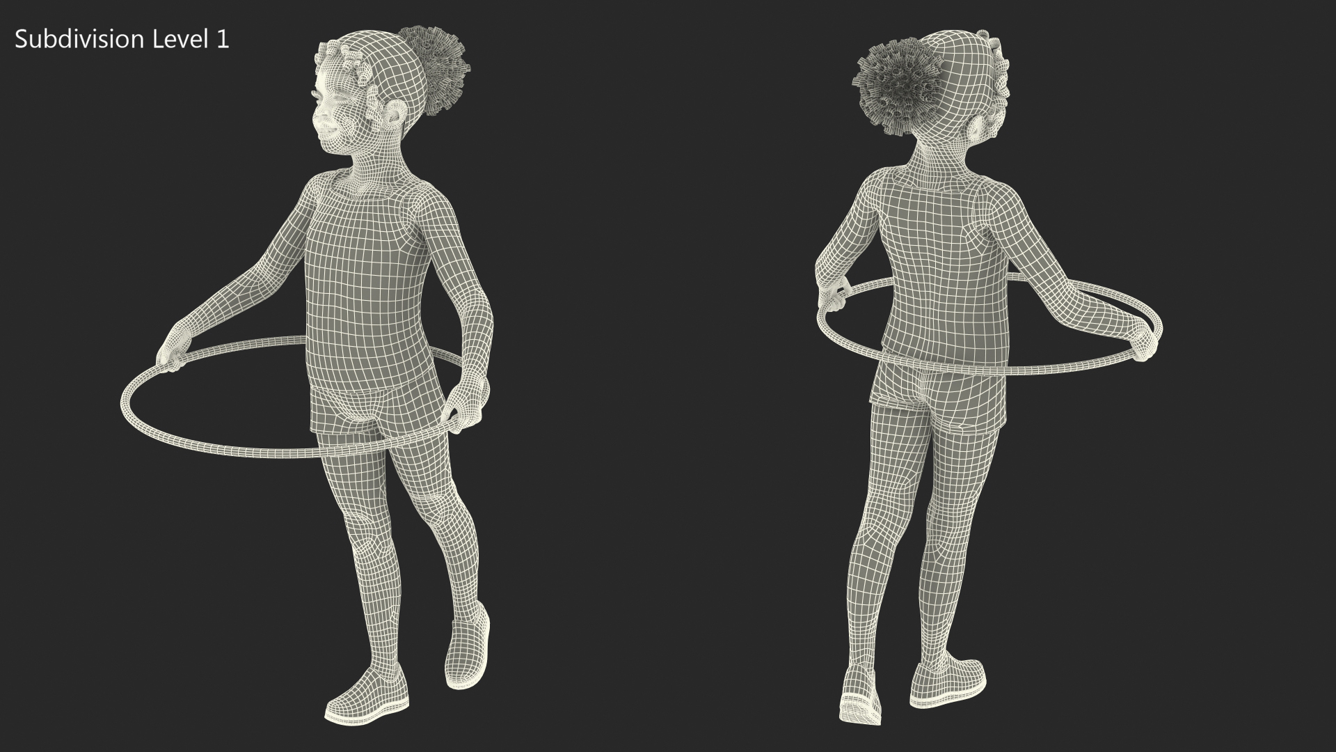 3D Black Child Girl With Hoop